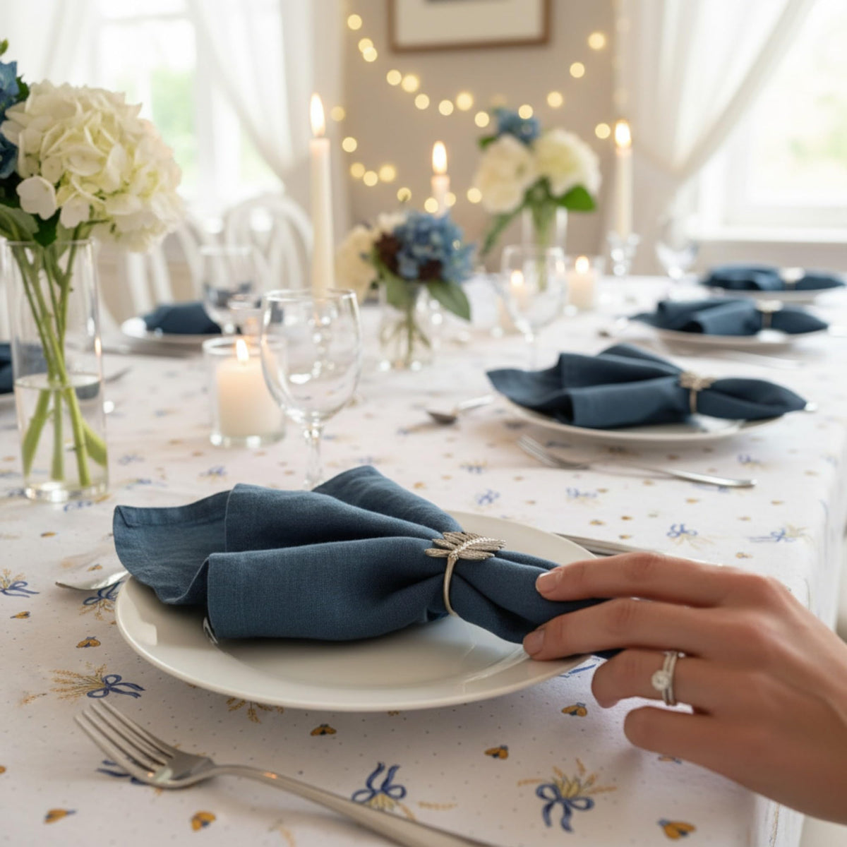 Eight Owls Linen Napkins – 100% Pure Stonewashed Linen Cloth Napkins – Mitered Corners - Created from French Flax - Size18 x18 Inch (45 x 45 cm) (Soft Teal Blue)