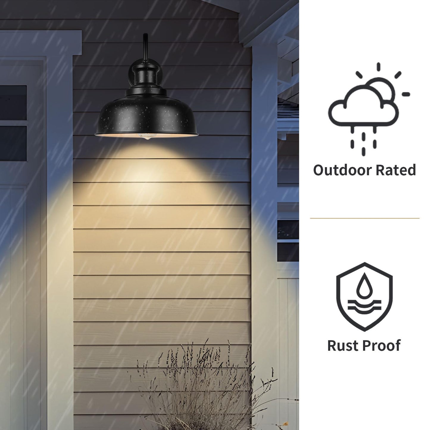 Diyel Solar Barn Light for Outside, Gooseneck Outdoor Wall Lights Solar Powered, Farmhouse Exterior Wall Sconce, Industrial Outside Lighting Fixture, Rustic Lantern for Garage, Barn, Shed, RZSR007