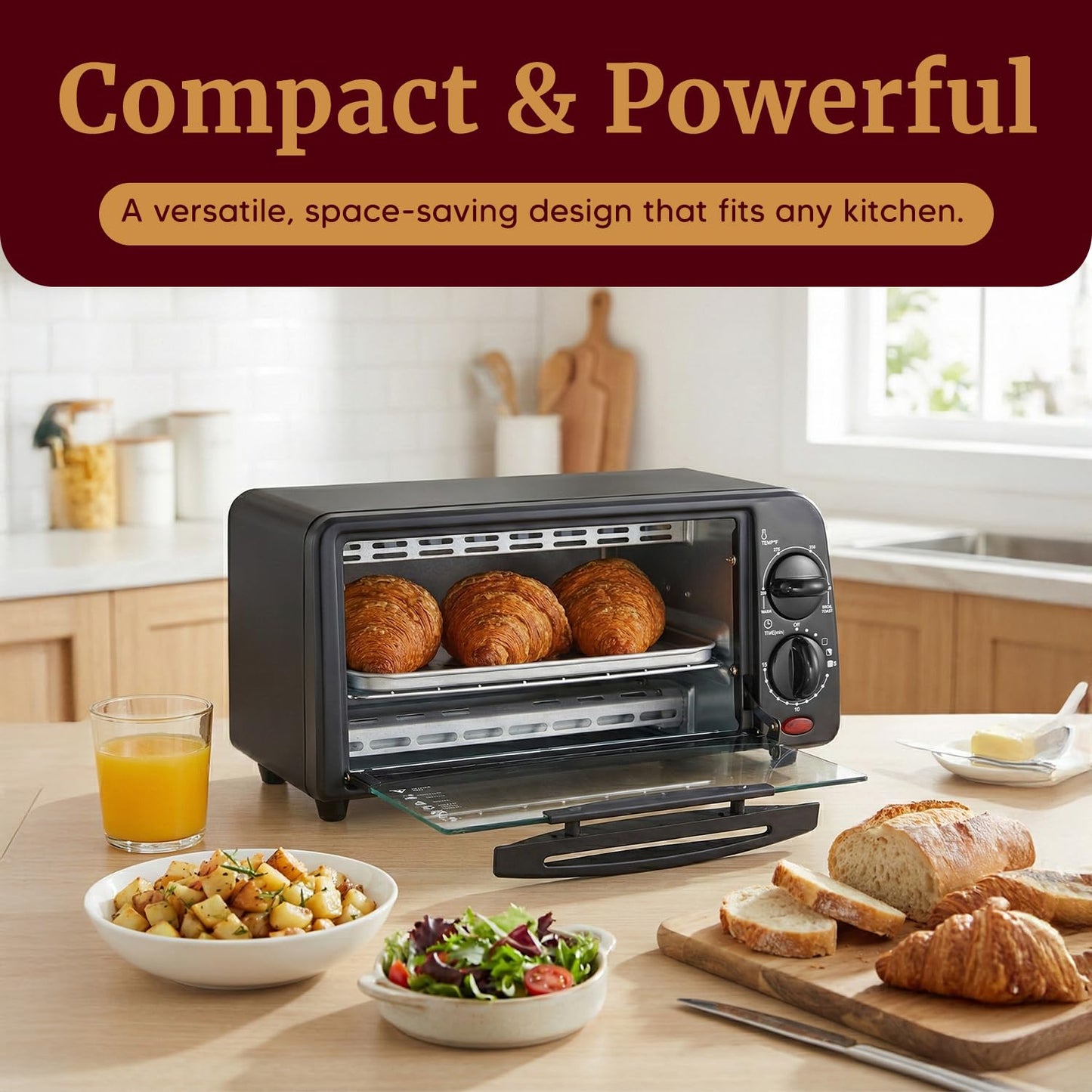 Elite Gourmet ETO236 Personal 2 Slice Countertop Toaster Oven with 15 Minute Timer Includes Pan and Wire Rack, Bake, Broil, Toast, Black