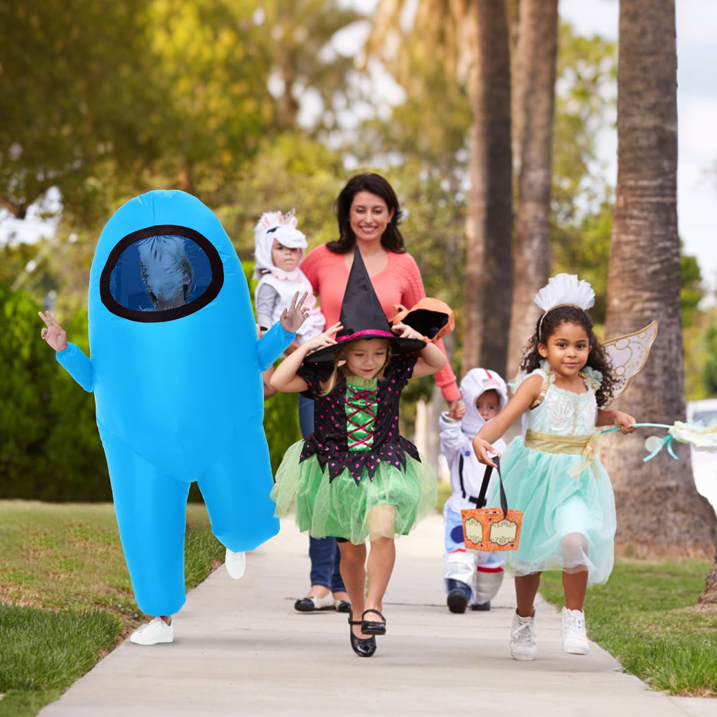 Inflatable Costume for Kids,Halloween Costumes Funny Blow Up Space Suit Costumes,Cosplay Game Fans (Blue)