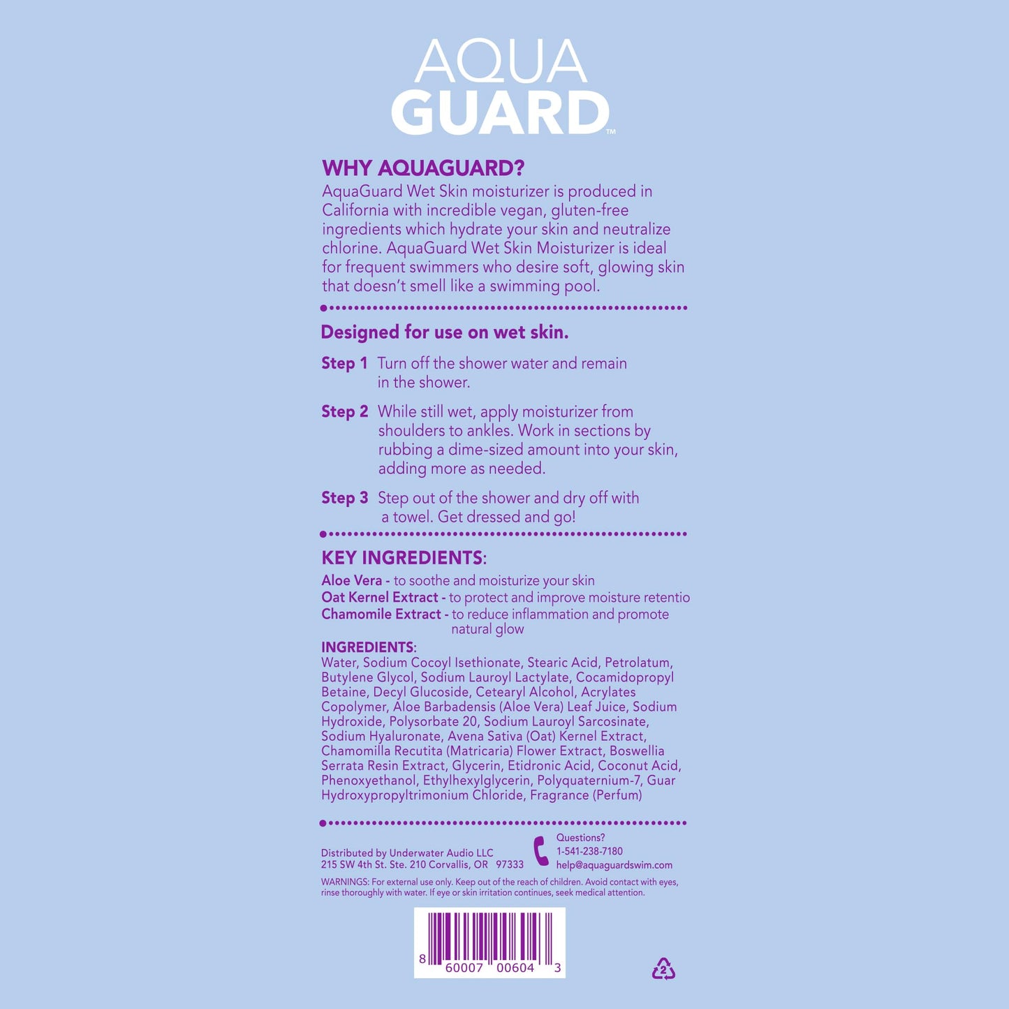 AQUA GUARD After-Swim Wet Skin Moisturizer | Leaves Skin Soft+Neutralizes Chlorine Scent&Residue | In-Shower Lotion | Saves time | Apply to wet skin then towel off | Fast Absorbing - 2-Pack