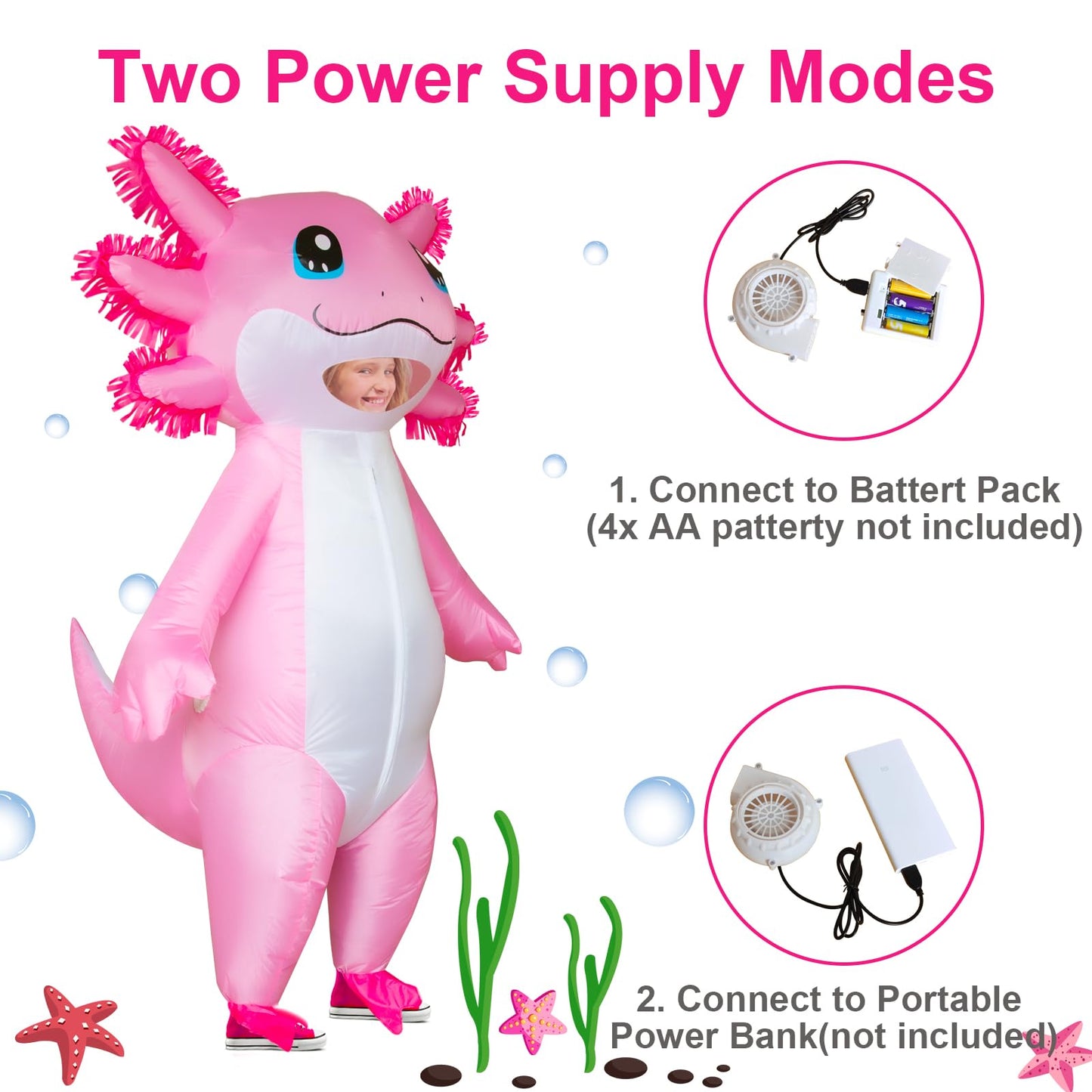 Stegosaurus Inflatable Axolotl Costume for Kids Halloween Kid Blow Up Costume Deluxe Pink Costumes for Cosplay Party