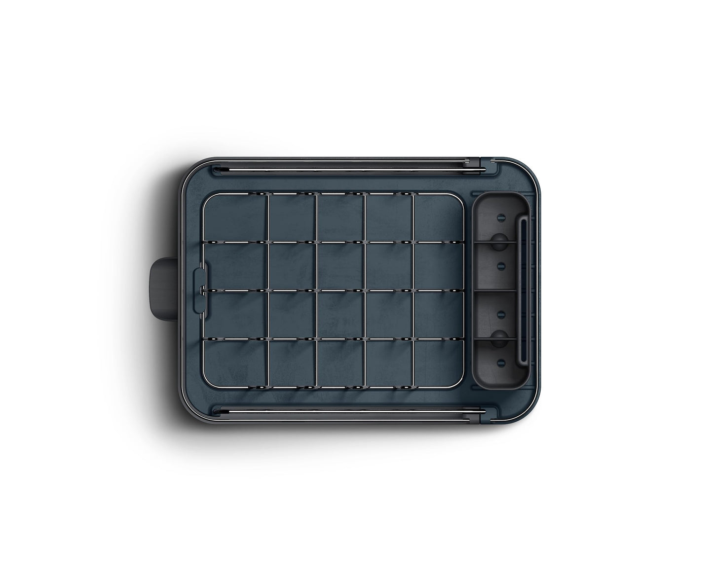 Joseph Joseph Extend Slim Steel Expandable Dish Drying Rack with Removable Cutlery Holder and Swivel Draining Spout, Compact Design, Grey