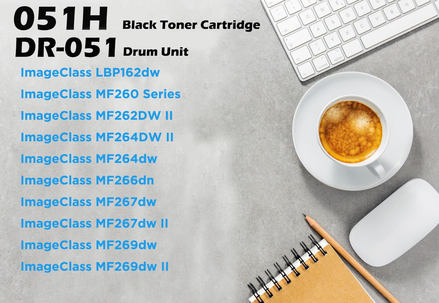 Ultra Toner® HIGH Yield Compatible Replacement for Canon 051H Toner Cartridge & DR-051 Drum Unit (1Toner & 1Drum) - Black - For Canon ImageClass LBP162dw, MF264dw, MF267dw, MF269dw