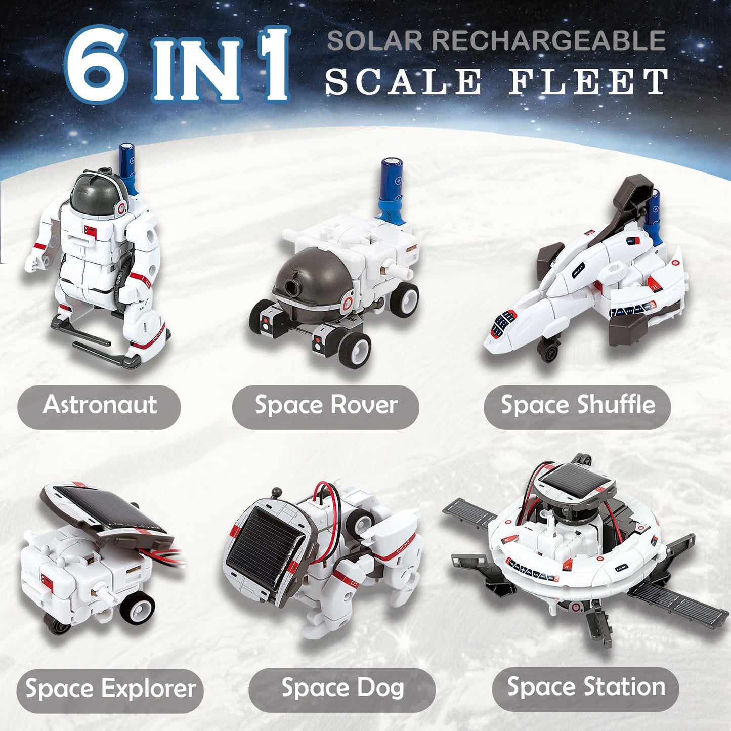 STEM Education Solar Robots Toys for Kids Age 8+, 6-in-1 DIY Space Toys Science Kit, 120 Pcs Building Experiment Robotics Set Birthday Gifts for Boys & Girls