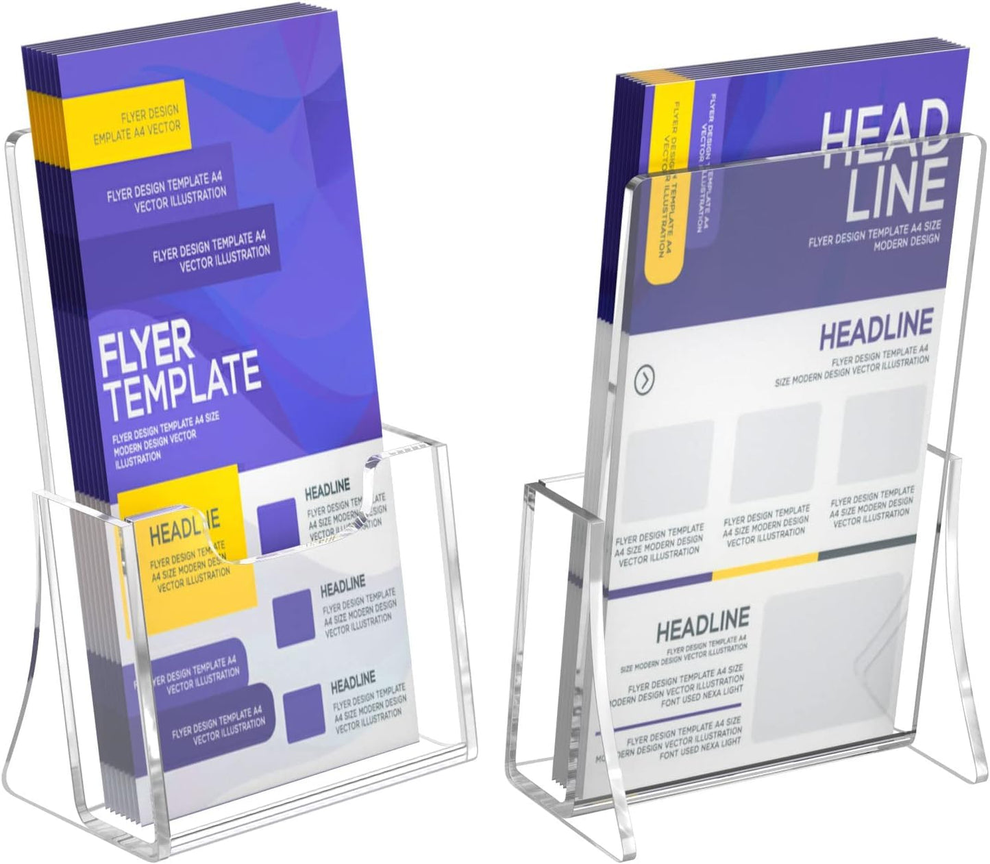 NIUBEE Acrylic Brochure Holder for 4’’ Trifold Pages, 50% Thicker Countertop Acrylic Literature Holder Plastic Flyer Display Stand for Magazine, Pamphlet, Booklets, Menu, Journals, 6 Pack