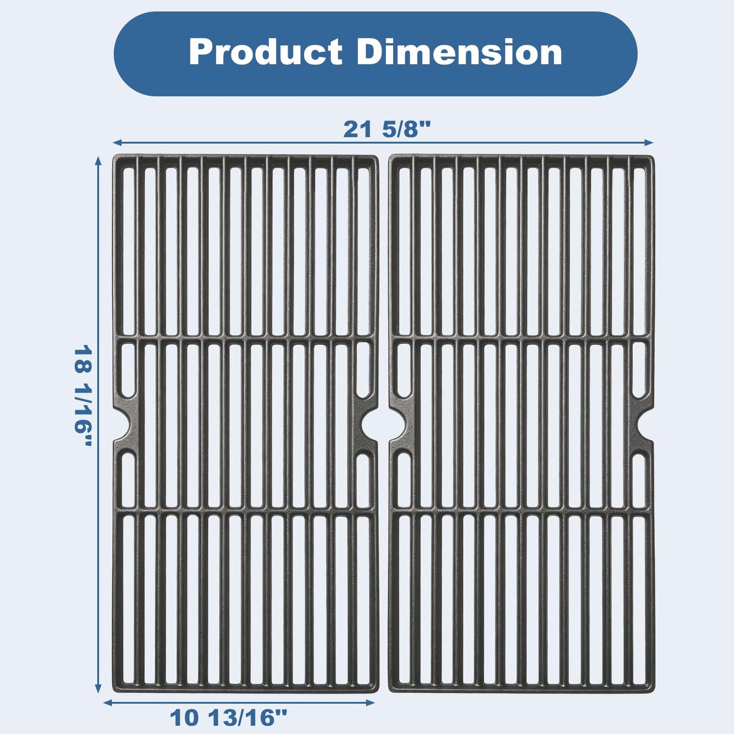 18 Inch Grill Grates Replacement for Centro 2800 G41201 G41202 2800 LP85-1650-4 Gas Grills, Heavy Duty Cast Iron Cooking Grids for Cuisinart 85-3030-8, 2 Pack