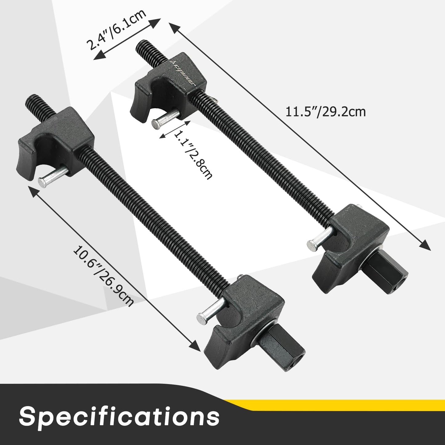 Acymner Macpherson Strut Spring Compressor Tool Kit | Universal Coil Spring Compressor Tool, 1/2" Square Drive Heavy Duty Strut Compressor for Car Truck Motorcycle,with Detent Pins,Set of 2,300mm
