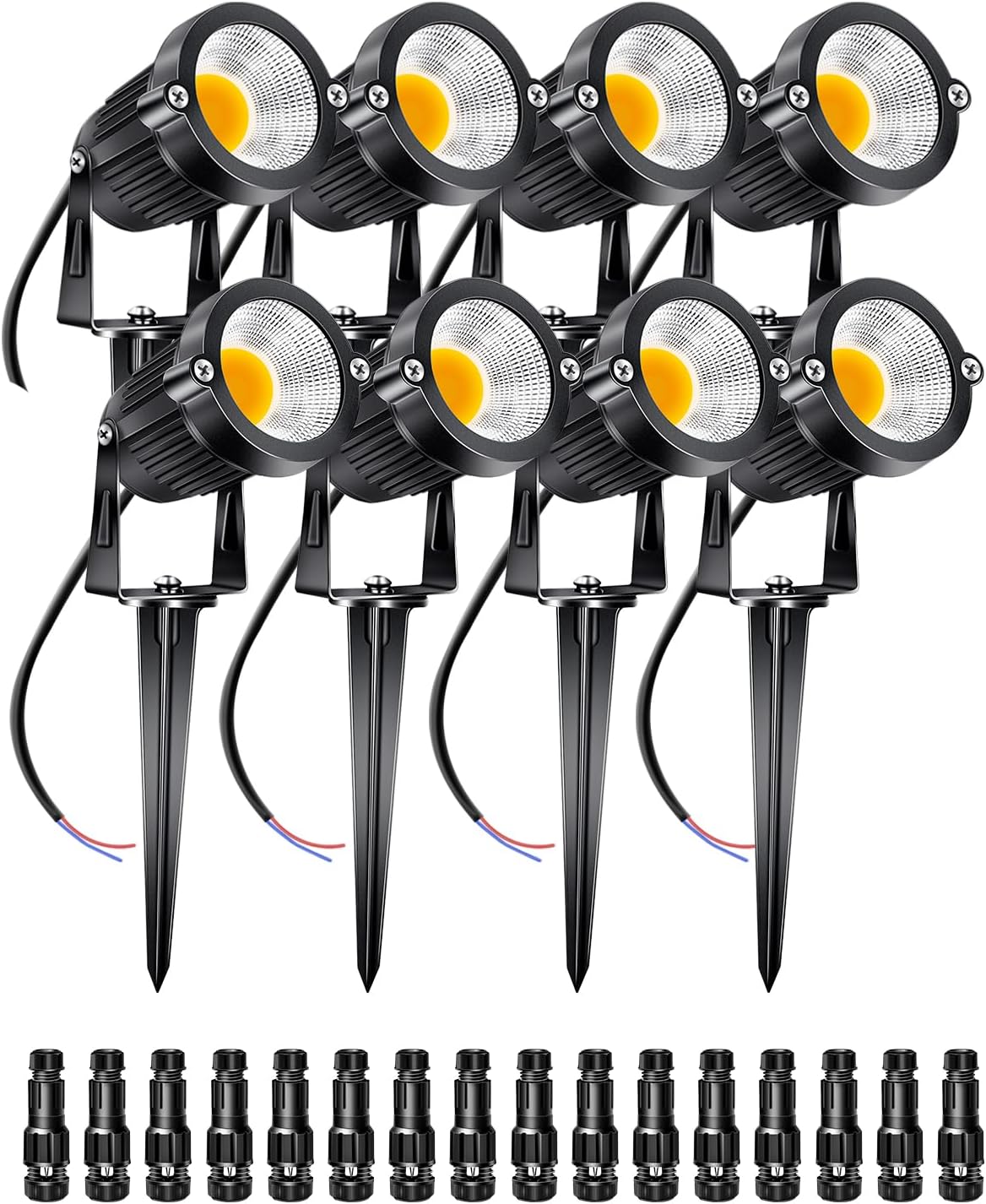 5W Low Voltage Landscape Lights Outdoor 12V AC/DC LED Landscape Lighting 3000K Warm White Waterproof Garden Spotlights 500LM COB Landscape Pathway Lights for Yard,Tree,Lawn(8Pack)
