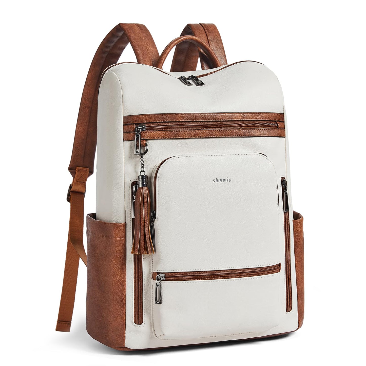 Shrrie Upgraded Large Travel Laptop Backpack with Laptop Compartmetn Fits 17 inch Laptop,Waterproof Vegan Leather Computer Backpack for Women and Men Work Business College