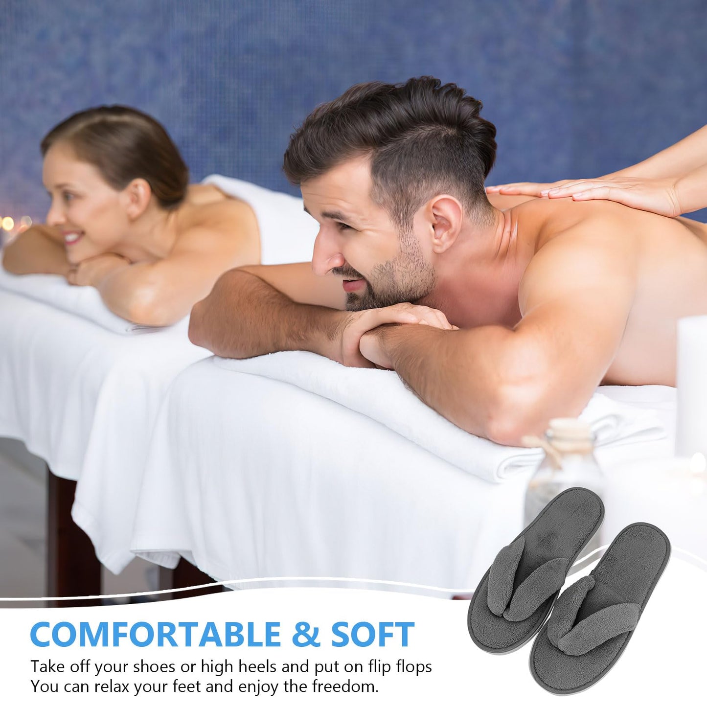 10 Pairs Flip Flop Spa Slippers, Coral Fleece Thong Slipper Open Toe House Slippers for House Guest Hotel Travel