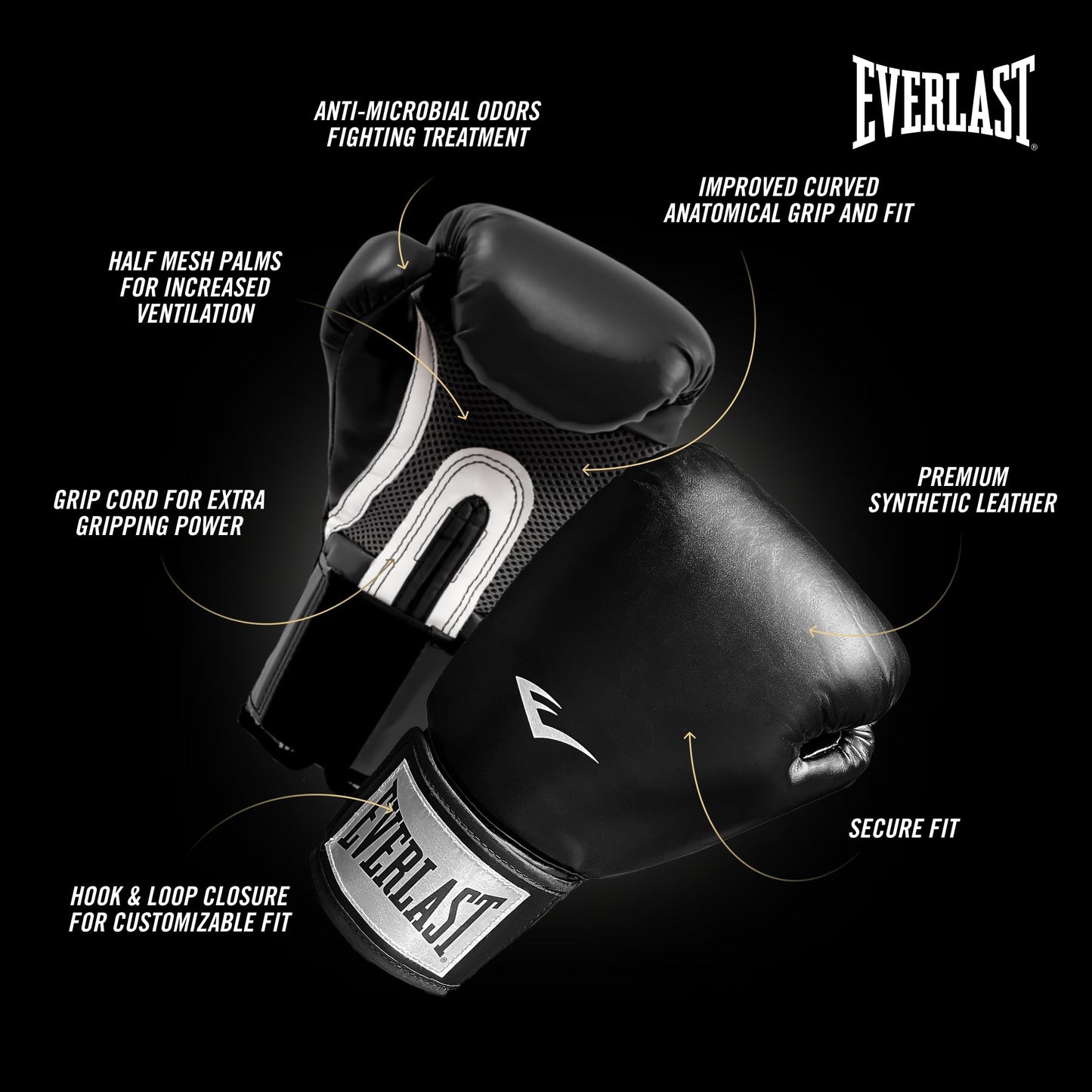 Everlast Pro Style Boxing Gloves – Premium Synthetic Leather, Breathable, Hook & Loop Closure, Odour-Fighting – Adult Size, Great for Boxing, Sparring, Heavy Bag Workouts, Mitt Work
