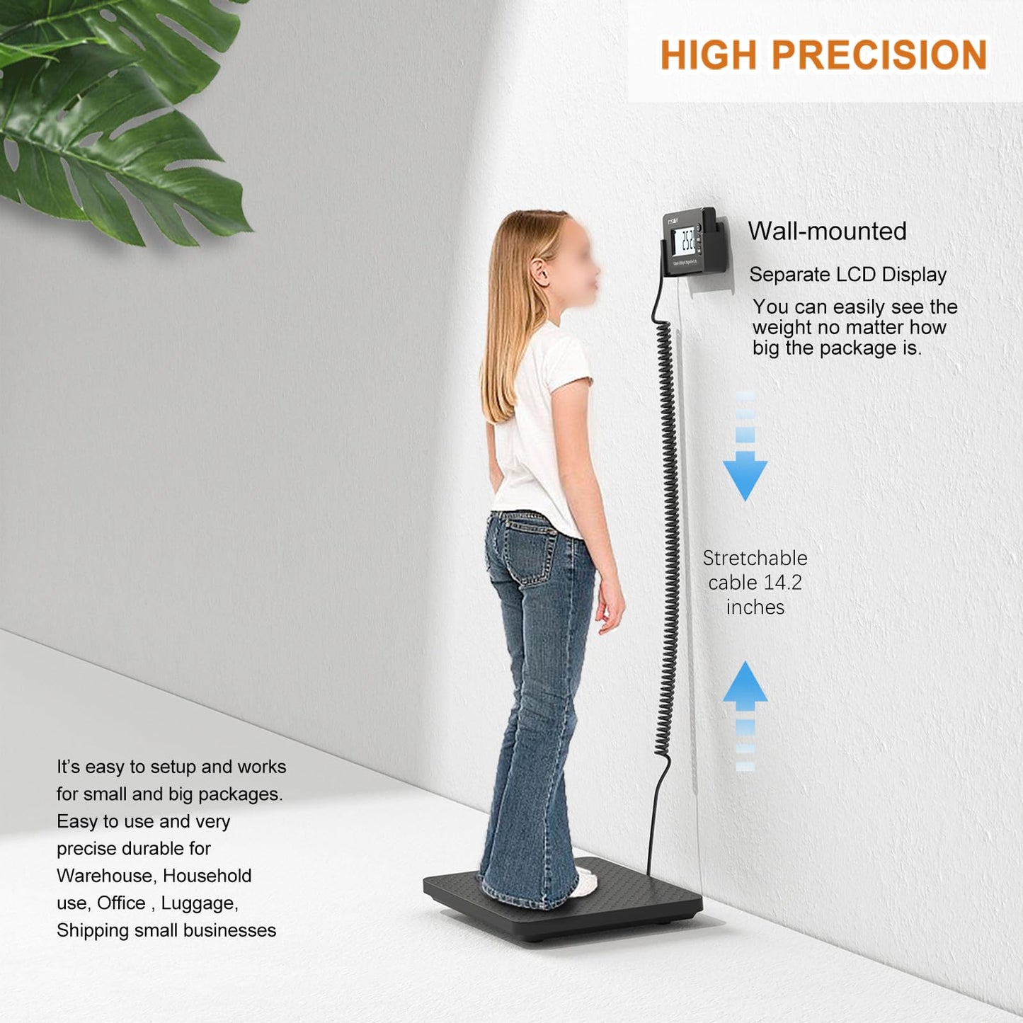 CCweigh Digital Shipping Postal Scale 1.76 oz High Accuracy！440lb with Tare Function, Extended LCD Display for Packages Small Business, Mail, Warehouse, Home, Battery & Charging Cable Included