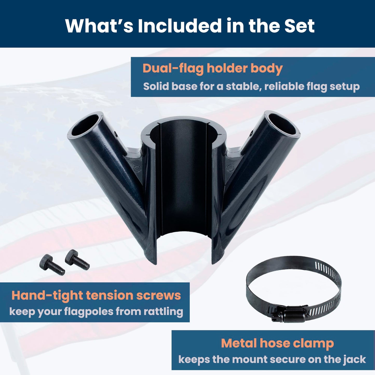 Camper & RV Accessories: Heavy Duty Dual RV Flag Pole Mount - Easy no Drilling Installation for Campers and Travel Trailers - Proudly Show Your Patriotism