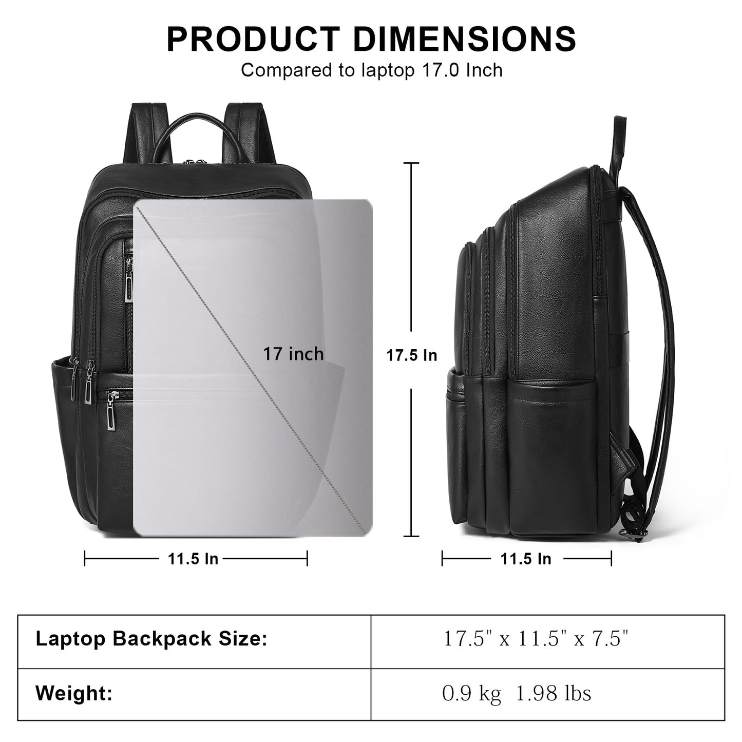 Shrrie Leather 17 inch Laptop Backpack for Women, Large Travel Backpack Purse for Casual Daypack College Work Bag
