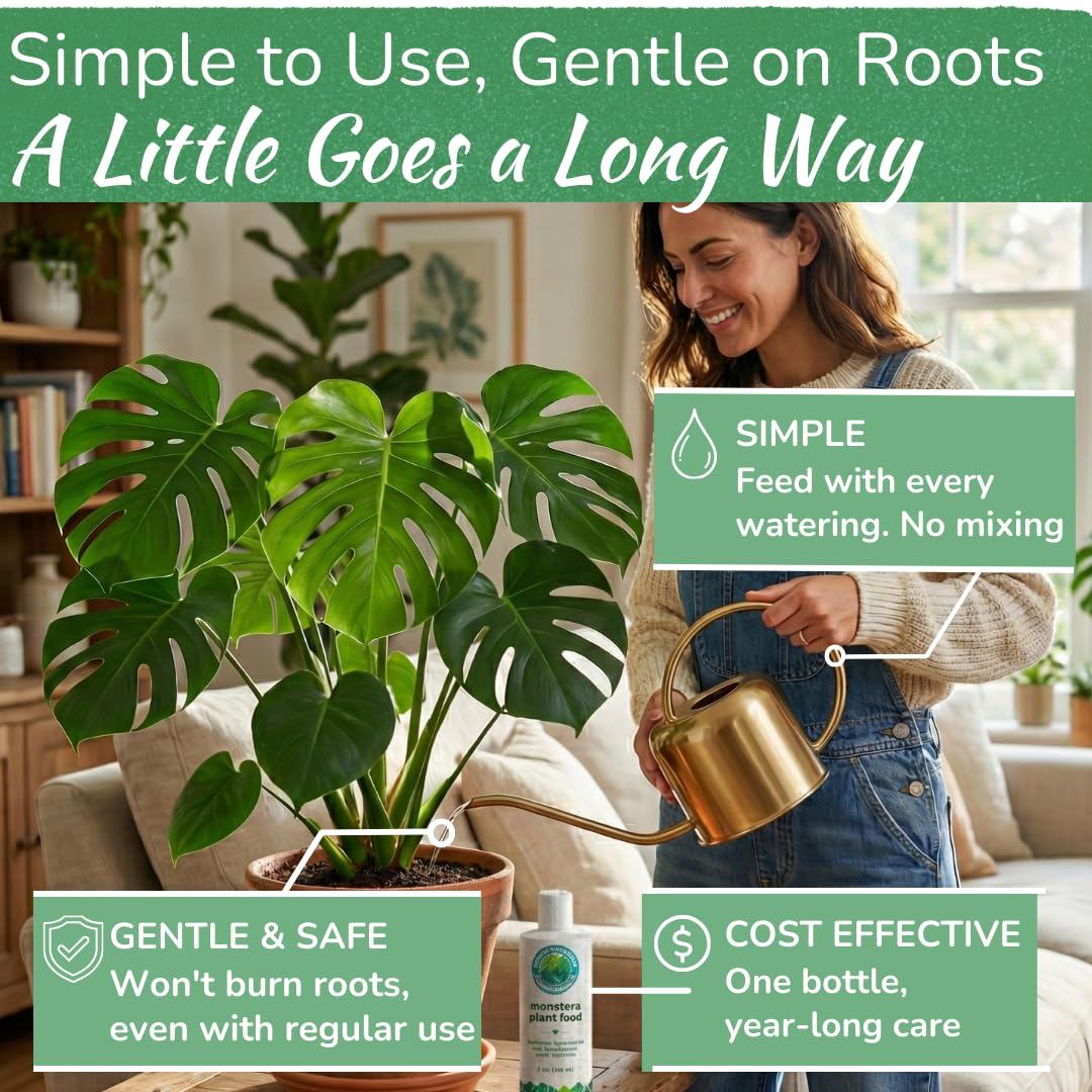 Houseplant Resource Center Monstera Plant Food with NPK 5-2-3 Ratio – Liquid Formulation Supports Optimal Nutrient Dispersal and Balanced Nitrogen Response for Strong Root Growth