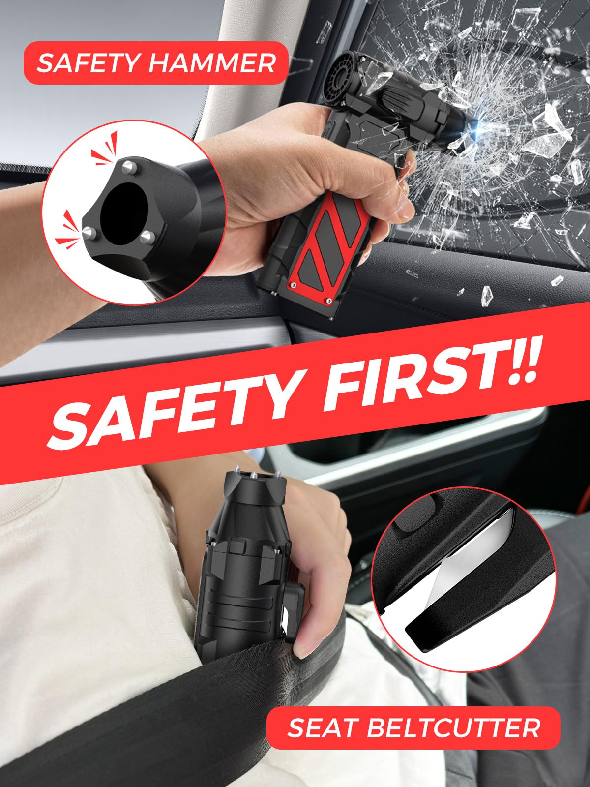 Smiling Shark Compressed Air Duster, JF-02 110000RPM Stepless Speed Cordless Electric Air Blower with Emergency Cutter & Hammer, Rechargeable Mini Dust Blower for PC/Keyboard/Outdoor/House and Car