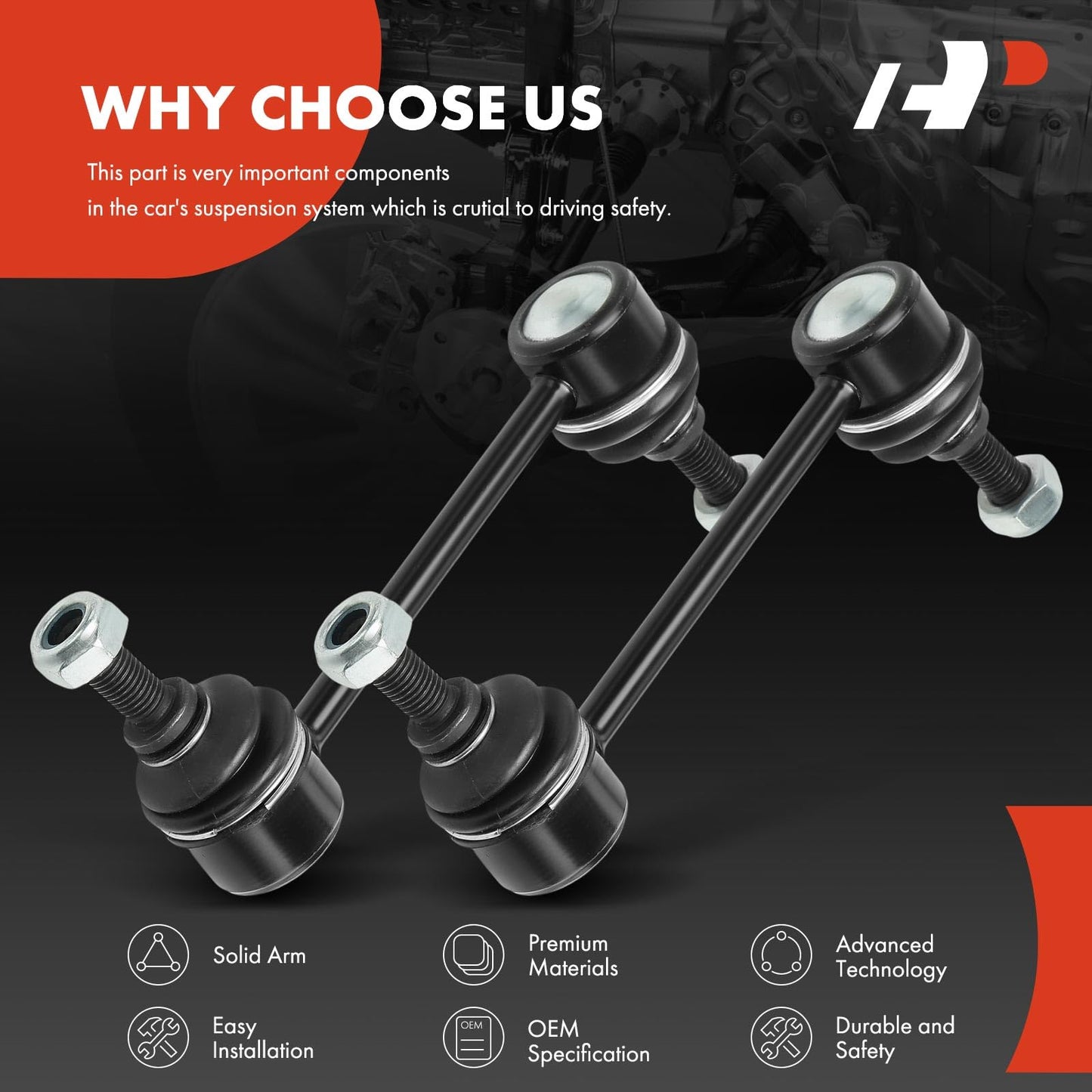 A-Premium 2 x Rear Sway Bar Links Stabilizer Bar Links, Compatible with Ford Edge 2011-2014 & Lincoln MKX 2011-2015