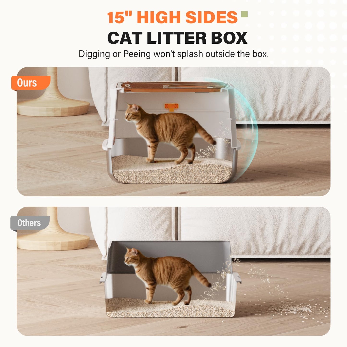 HTii-ë® Stainless Steel Cat Litter Box, Extra Large Box for Cats, Enclosed Metal Kitty Litter Box with Litter Scooper, Odor-Urine-Proof, Non-Sticky, Easy Rinse Cleaning (White)