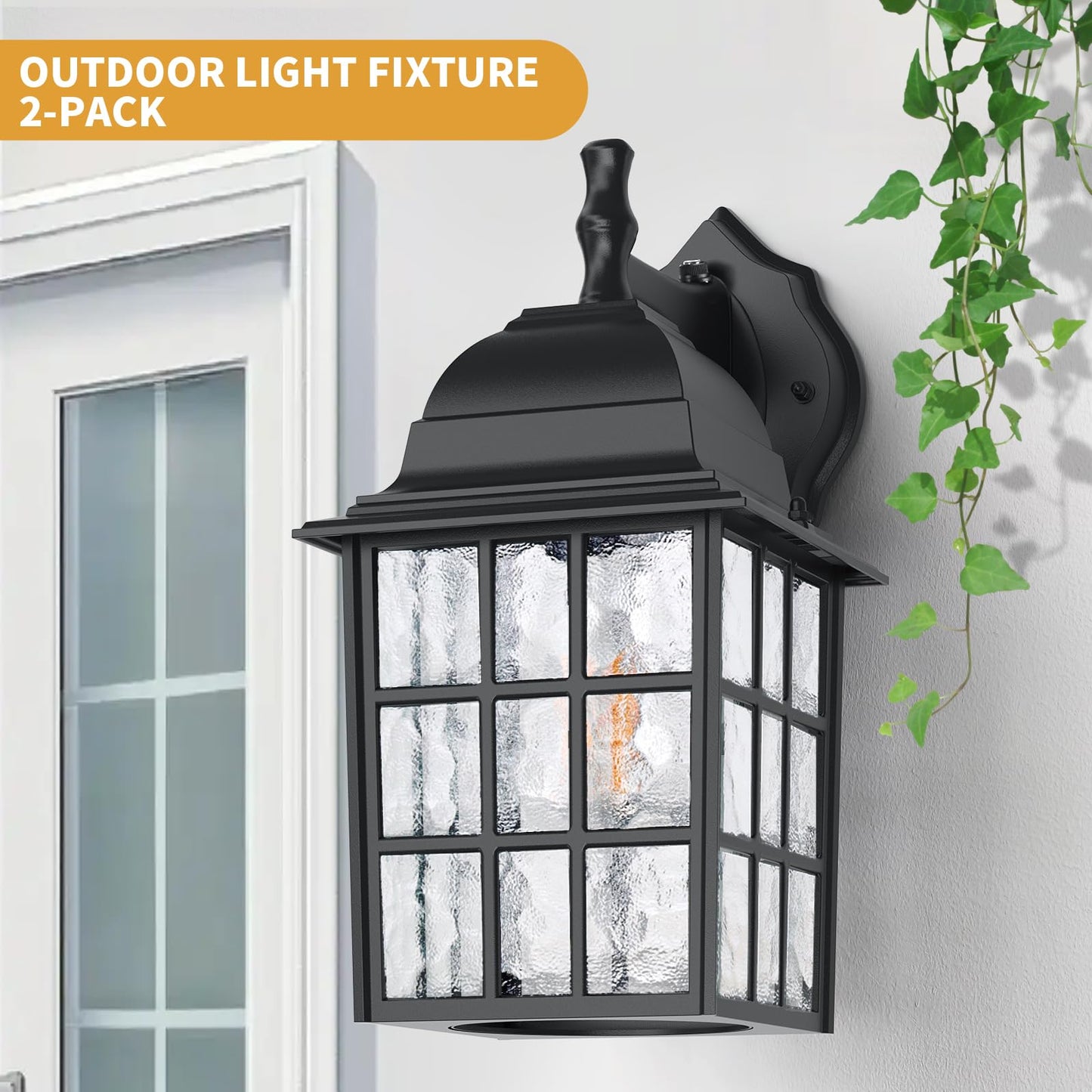 12'' Dusk to Dawn Outdoor Lights for House 2 Packs, Exterior Light Fixtures Porch Light Wall Mount, Waterproof Aluminum Outside Lights Sconce, Modern Outdoor Lighting Lanterns for Garage Patio, Black