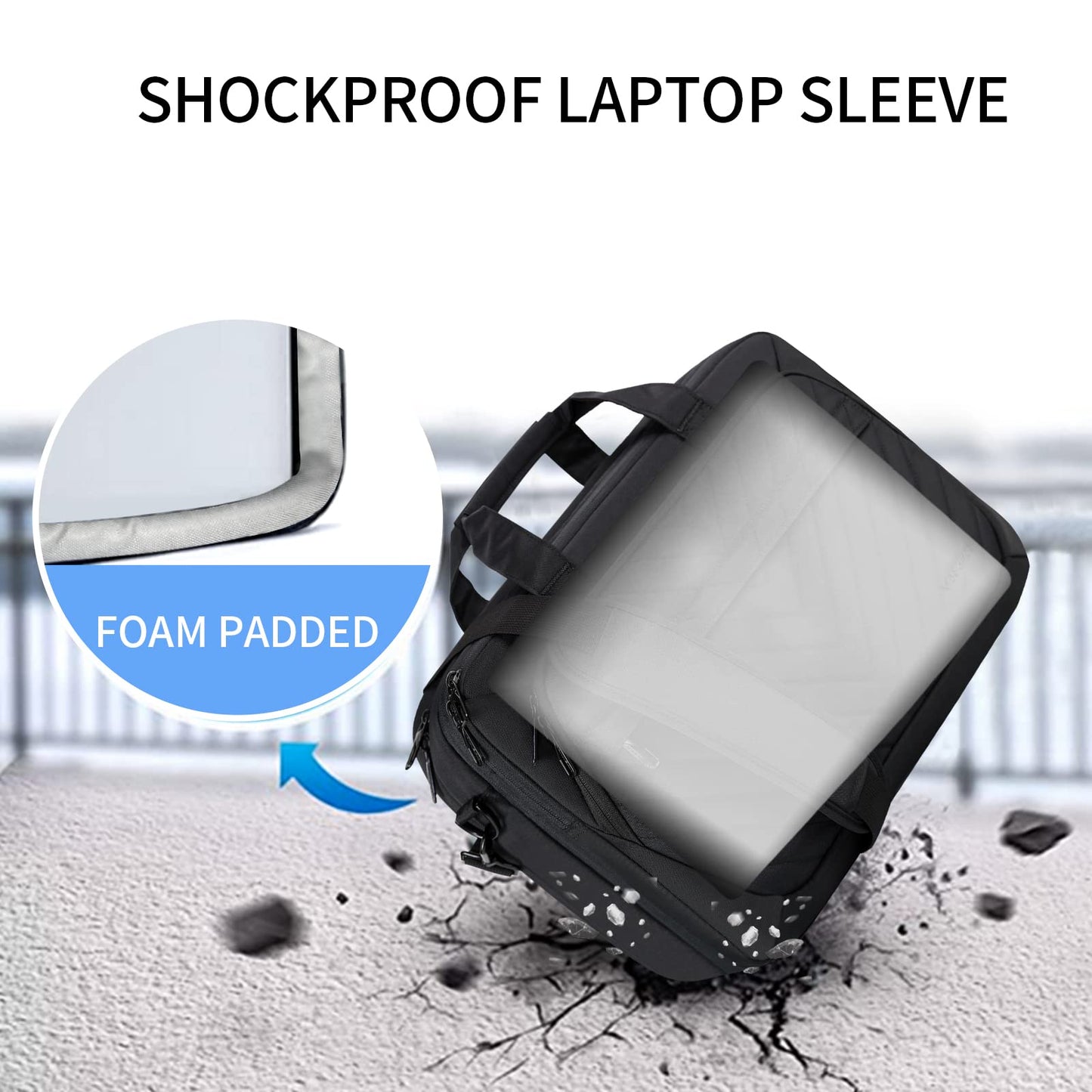 17 Inch Laptop Bag, VANKEAN TSA Friendly Expandable Briefcase for Women Men Fashion, Waterproof Computer Bag with RFID Pocket, Work Bag for Women Messenger bags for Bussiness/Travel/College, Black