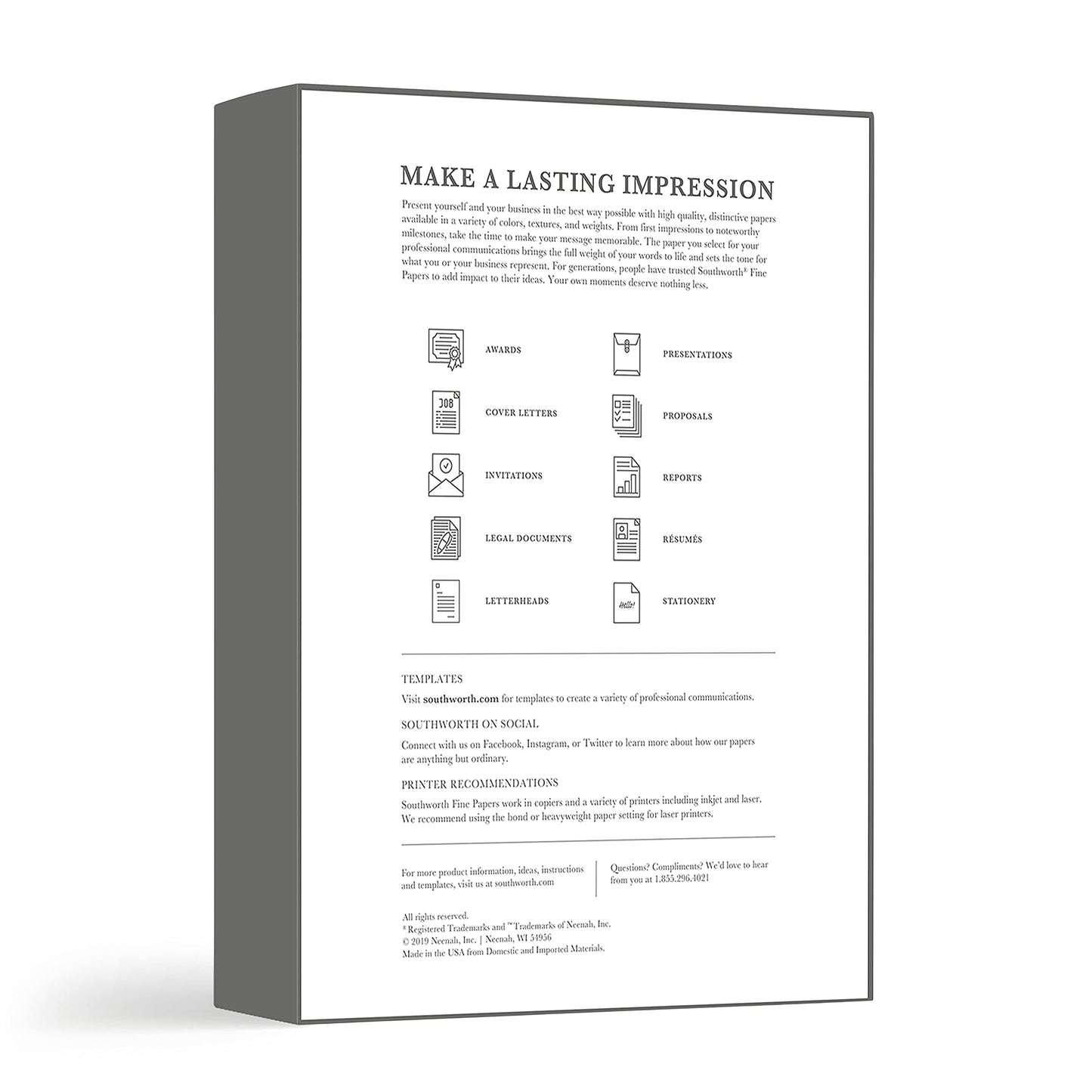 Southworth 25% Cotton Business Paper, 8.5x 11 inches, 24 lb, White, 500 Sheets per Box (404C)