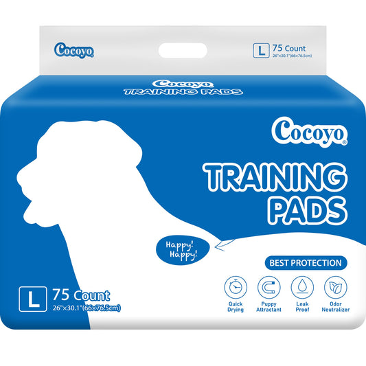 COCOYO Dog Training Pads Large Size丨Eliminating Urine Odor Puppy Pads 丨 Premium Dog Pee Pads Value Pack (75 Count, L 26x30 inch)