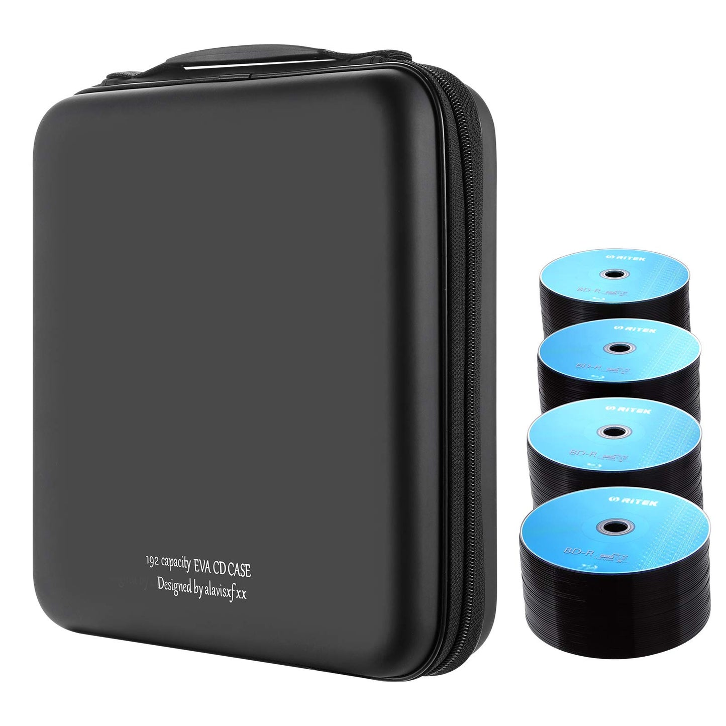 CD Case, alavisxf xx 192 Capacity Hard EVA Blu-ray Storage Orangier Wallet Bag Protable CD Case Holder for Car Home Travel (Black192, 192 Capacity)