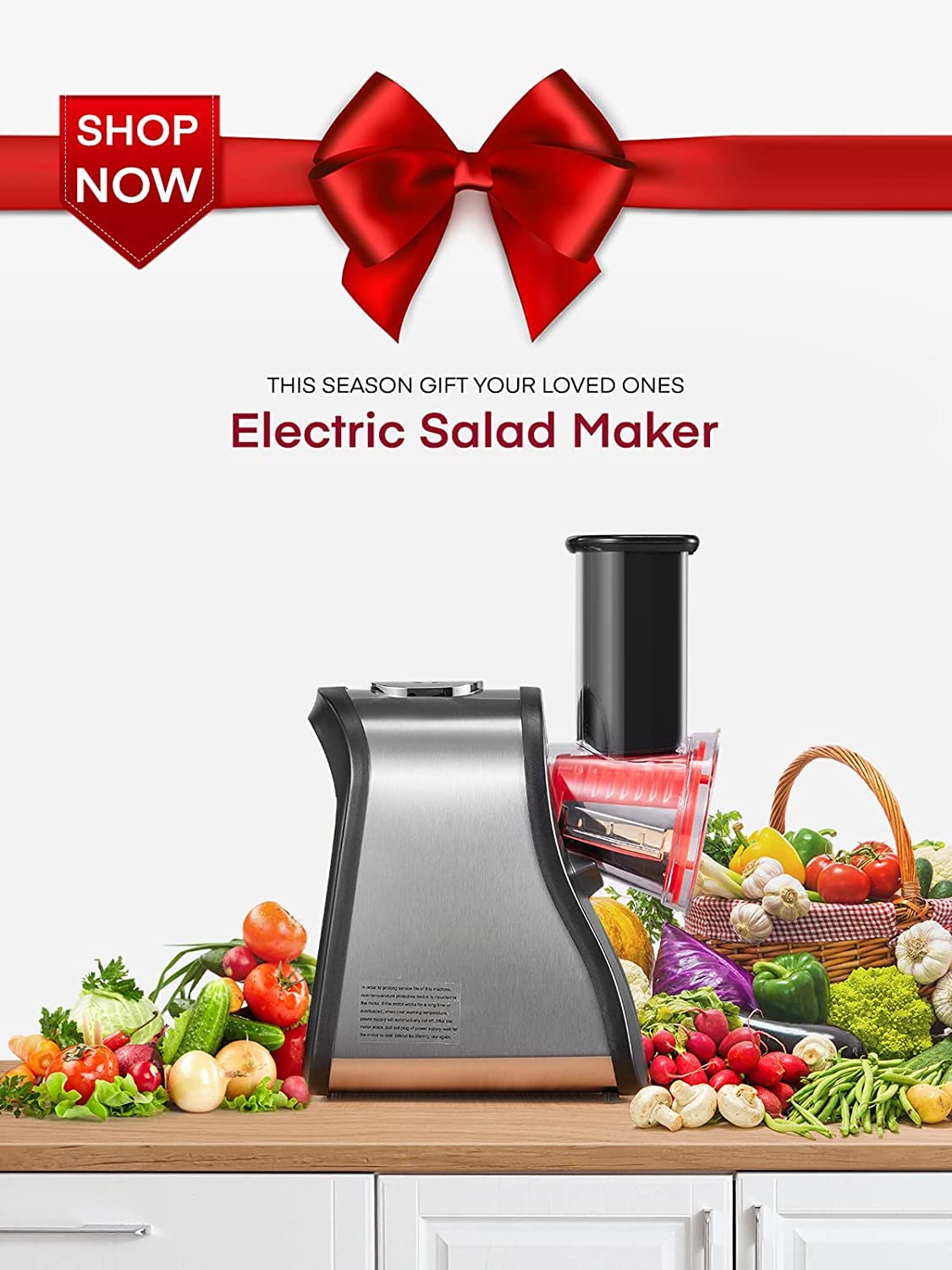 FOHERE Electric Cheese Grater, Electric Grater Shredder with 4 Interchangeable Cones, One Touch Easy Control, Multi Salad Maker for Vegetables, Cheeses and Nuts, 150W