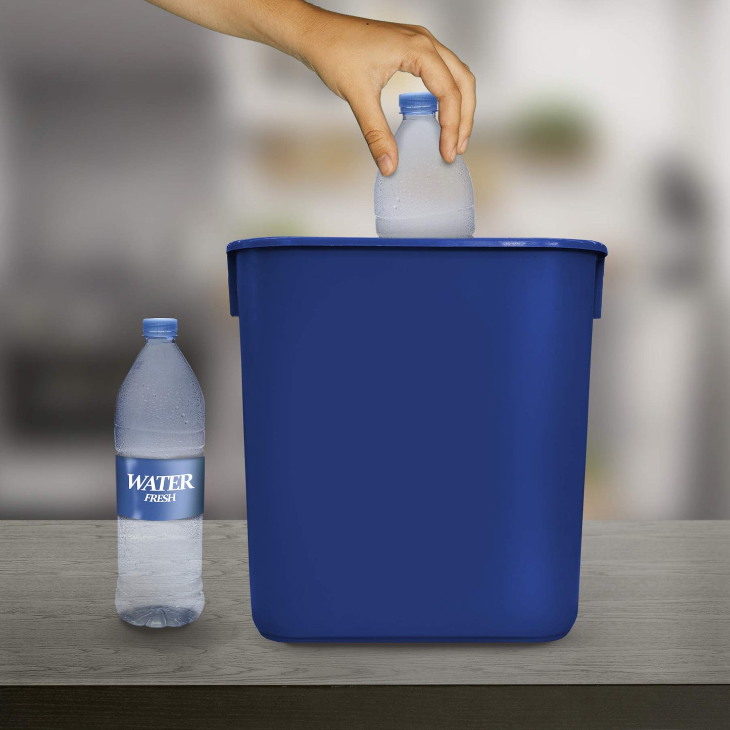 Acrimet Wastebasket, Deskside Bin, 3.25 Gallon/13 Quart/ 12 Liter (Plastic) (Blue Color) (Set of 4)