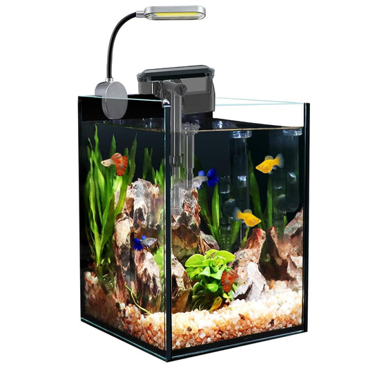 Craftsboys 1.5 Gallon Fish Tank Starter Kits, Nano Glass Aquarium with Filter, Led Light for Aquascape DIY Small Betta Fish Tank