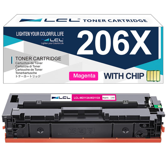 (with Chip) LCL Compatible Toner Cartridge for HP 206A 206X W2113A W2113X (1-Pack,Magenta) for HP Color LaserJet Pro M255 M255dw M255nw MFP M282n M282nw M283 M283cdw M283fdn M283fdw