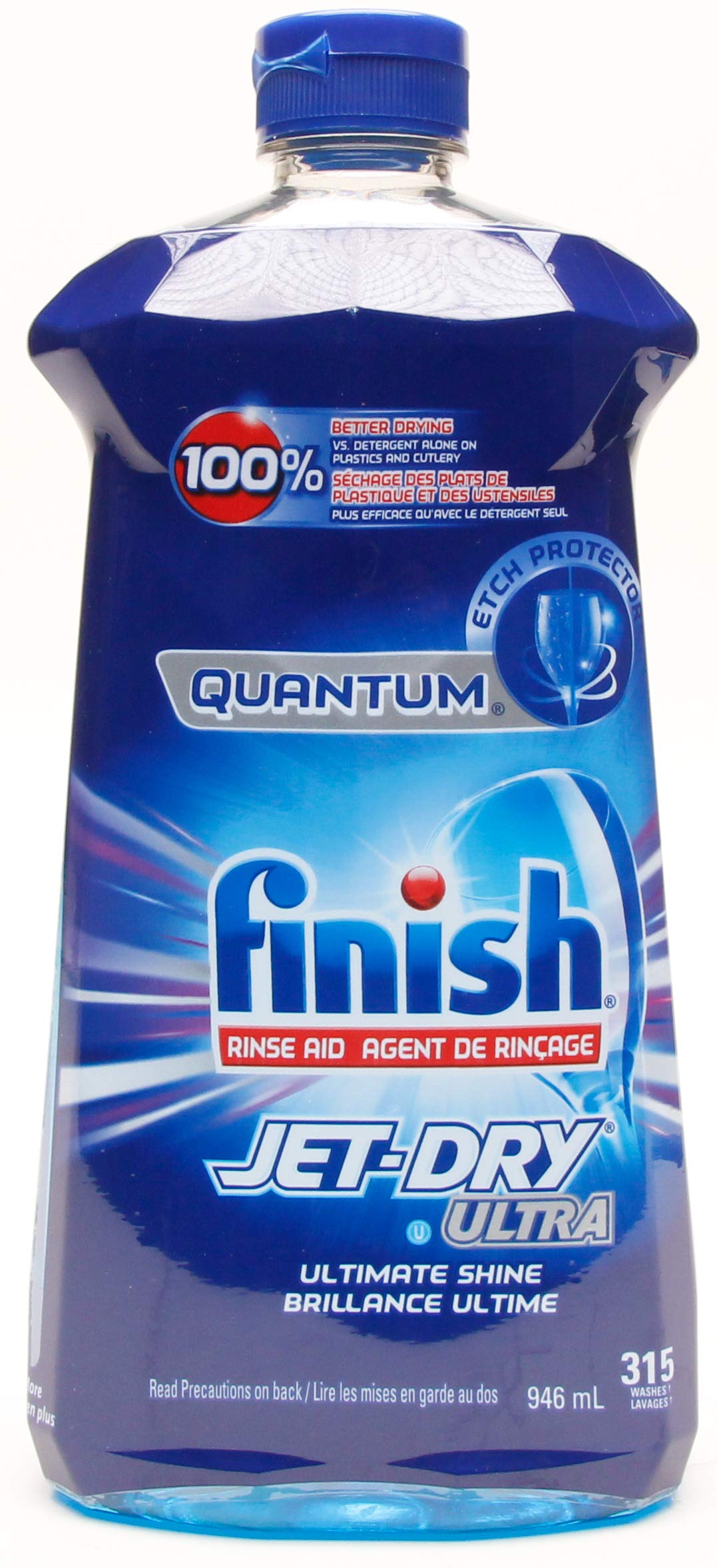 Finish Quantum Jet-Dry Ultra Dishwasher Rinse Agent, 315 Washes - 32 Fl Oz / 946 mL x 2 Pack (630 Washes)