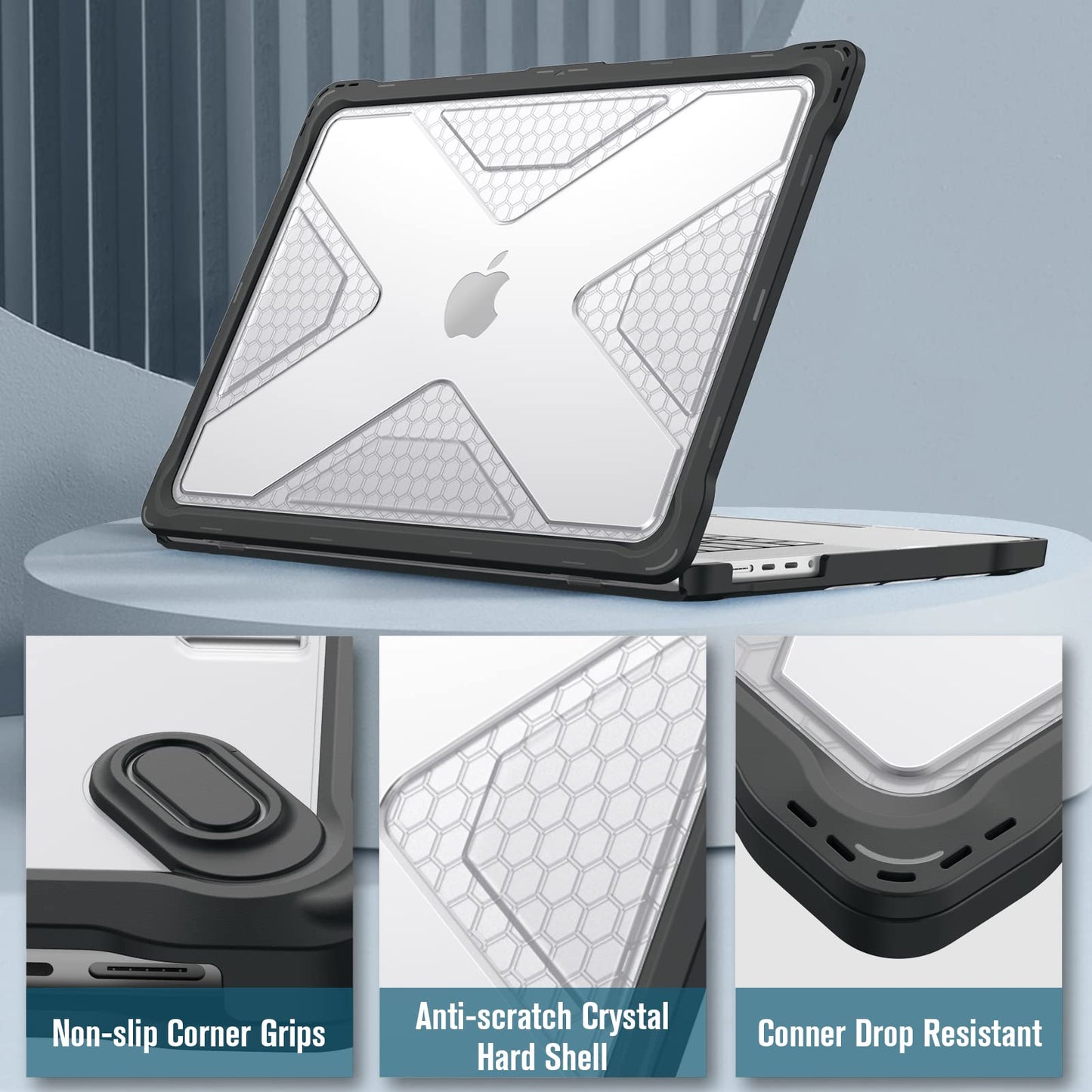 Fintie Case for MacBook Pro 16 Inch Case 2026-2021 A3403 A3186 A2991 A2780 A2485 - Heavy Duty Rugged Hard Shell Cover with TPU Bumper for MacBook Pro 16" M5/M4/M3/M2/M1 Pro/Max Chip, Clear