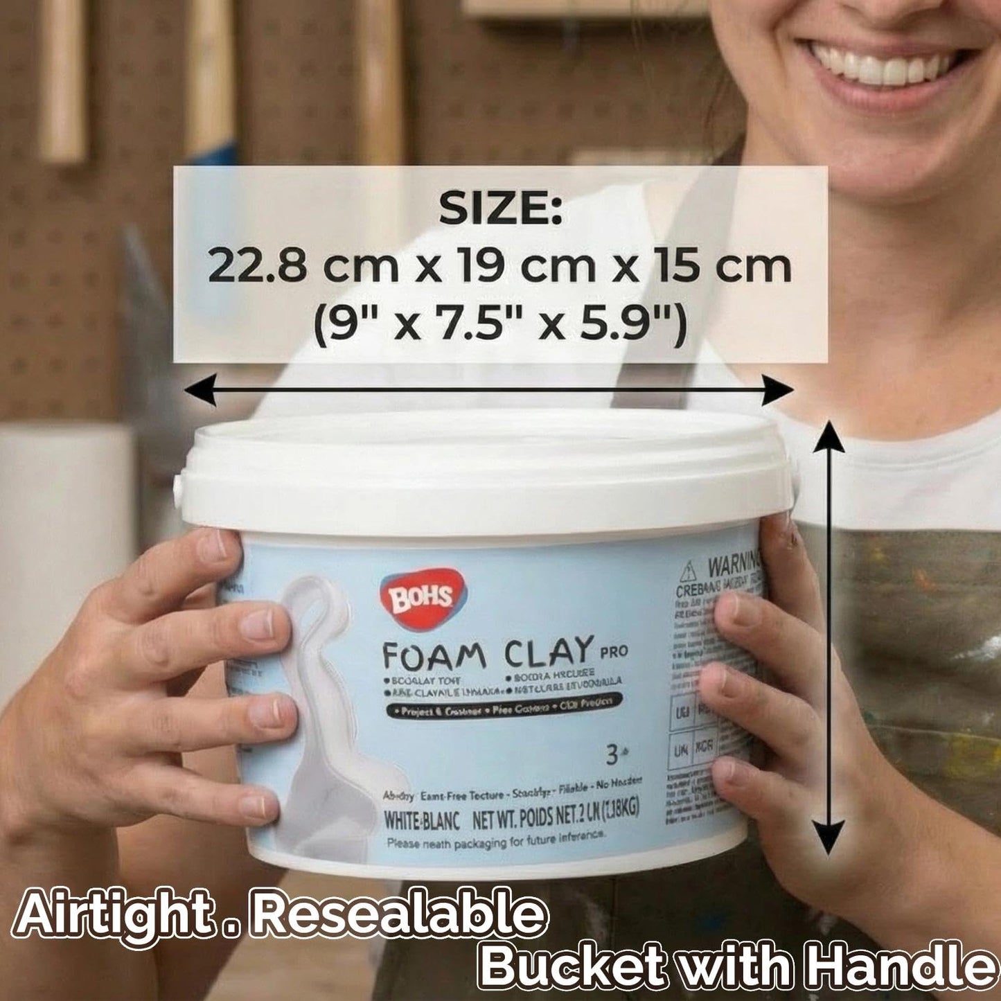 BOHS Foam Clay Pro - Air Dry,Soft, No Cracks, No Stains - for Arts & Crafts Project,Cosplay,Figurines - Easy Modeling, Sculpting, Molding- 1.36 kg (3 lbs) | White | Ages 3+
