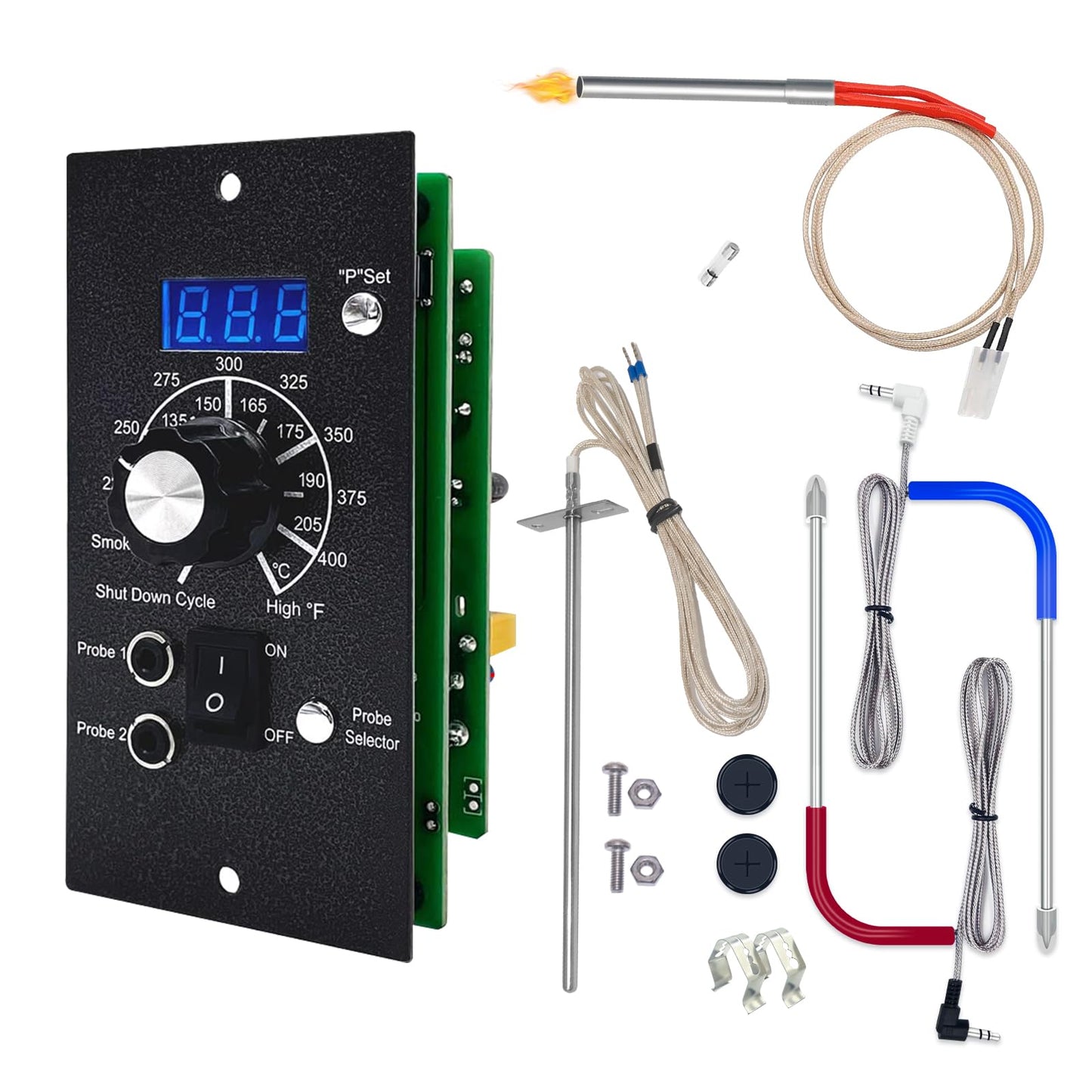Upgraded PID Digital Pro Control Board (Item#365) Compatible with Traeger Pro Gen 1 Pellet Grill & Smoker - Complete Replacement Kit with Digital Controller, Hot Rod, RTD Probe & Dual Meat Probes