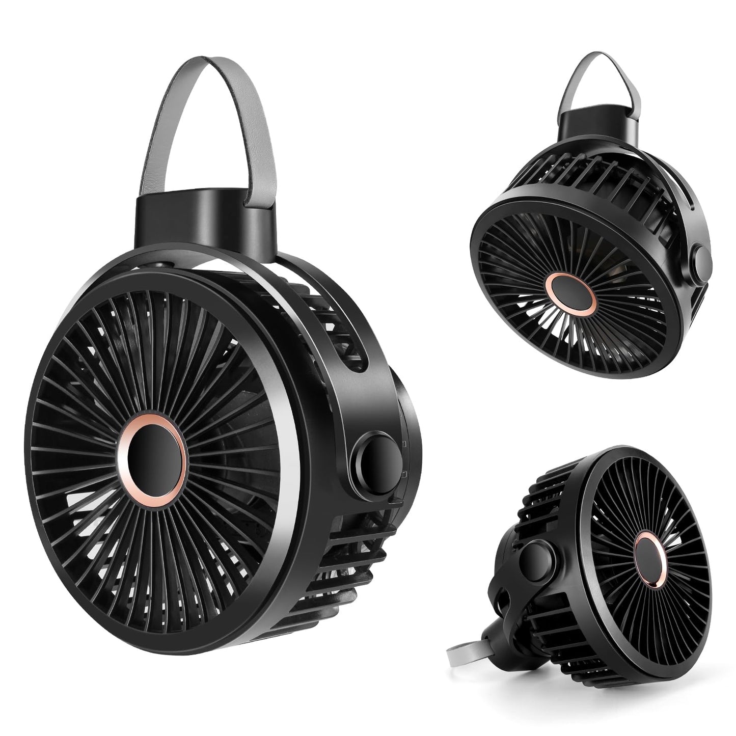Odoland 10000mAh Camping Fan with Hanging Hook, Rechargeable Outdoor Small Tent Fan, Portable Quiet Battery Powered Operated USB Desk Fan for Camping, Hiking, Picnic and Travel