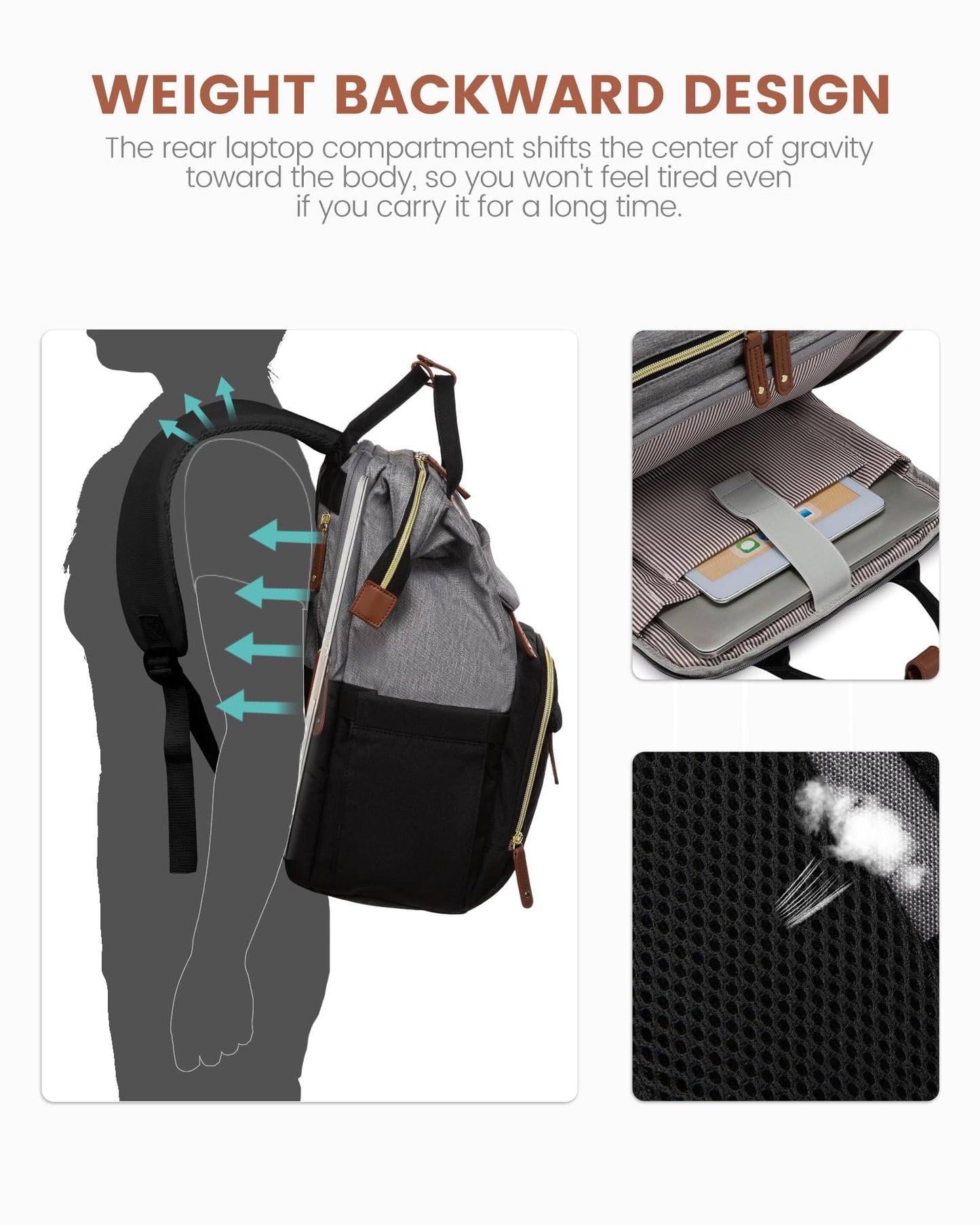 LOVEVOOK Laptop Backpack for Women, 15.6'' Waterproof Nurse Bag Teacher Work Backpack Purse for Women, Travel Computer Backpack for College Office Business Ladies