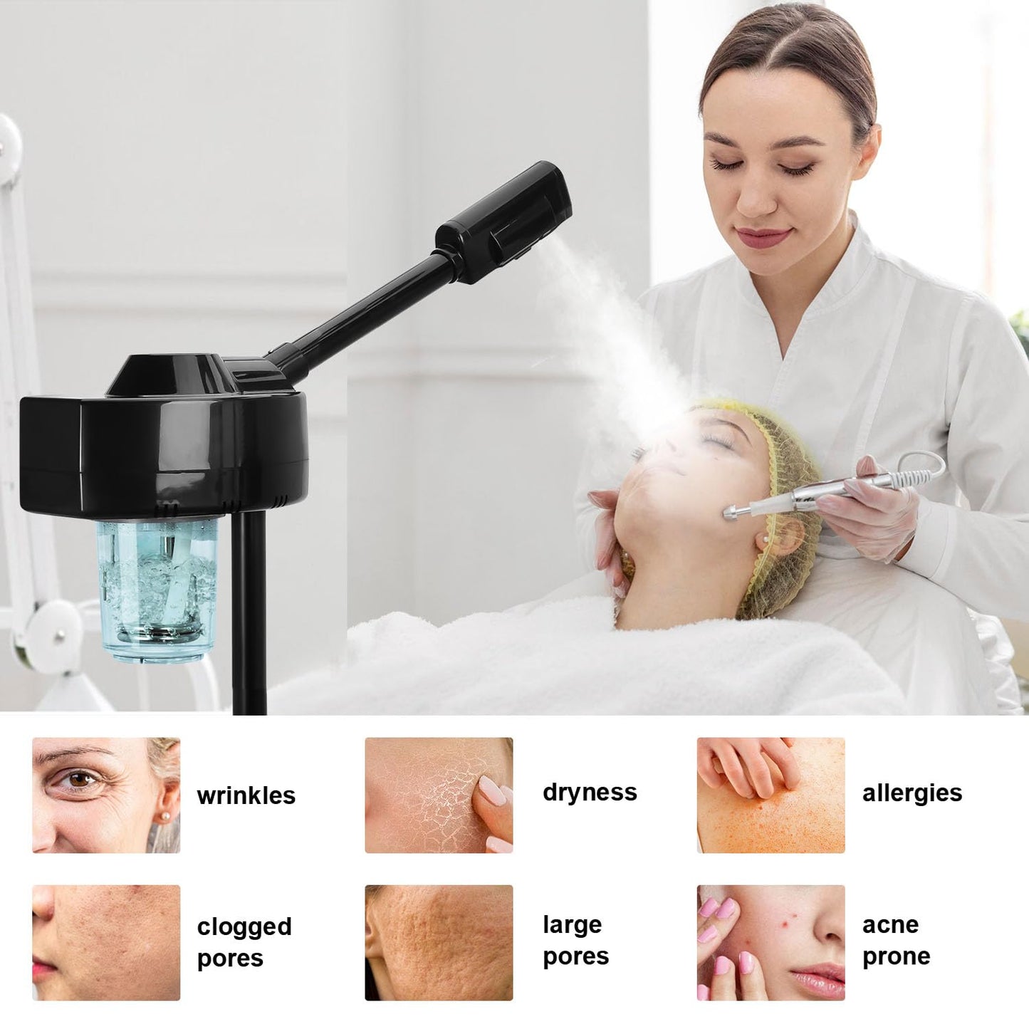 Professional Facial Steamer, Face Steamer with Hot Mist, Esthetician Facial Steamers Salon Spa Beauty Skin Care Equipment