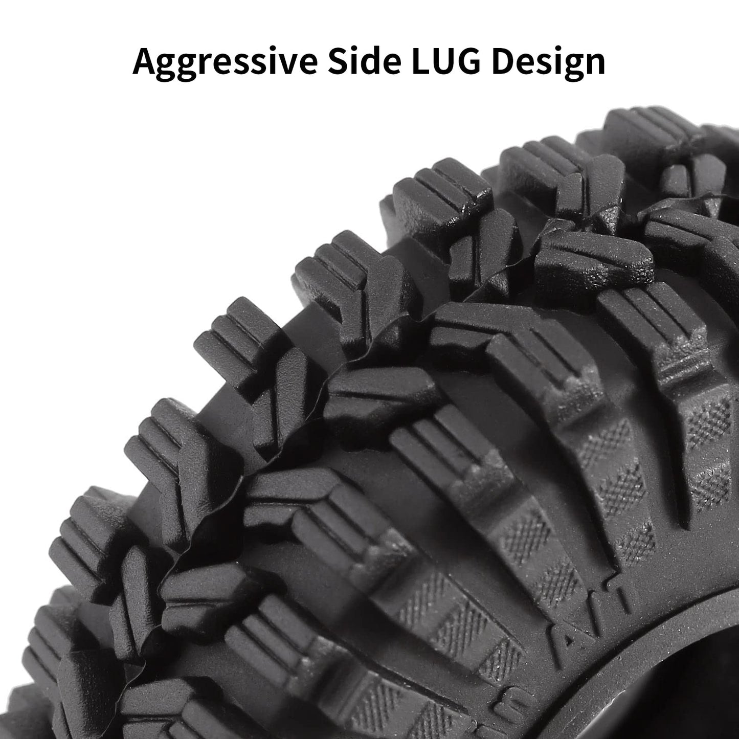 INJORA 1.0 Beadlock Wheel Tires Set -3.78mm Offset Wheel Rims for 1/18 1/24 RC Crawler Car Axial SCX24 FMS FCX24 TRX4M,Black (W1004-T1014)