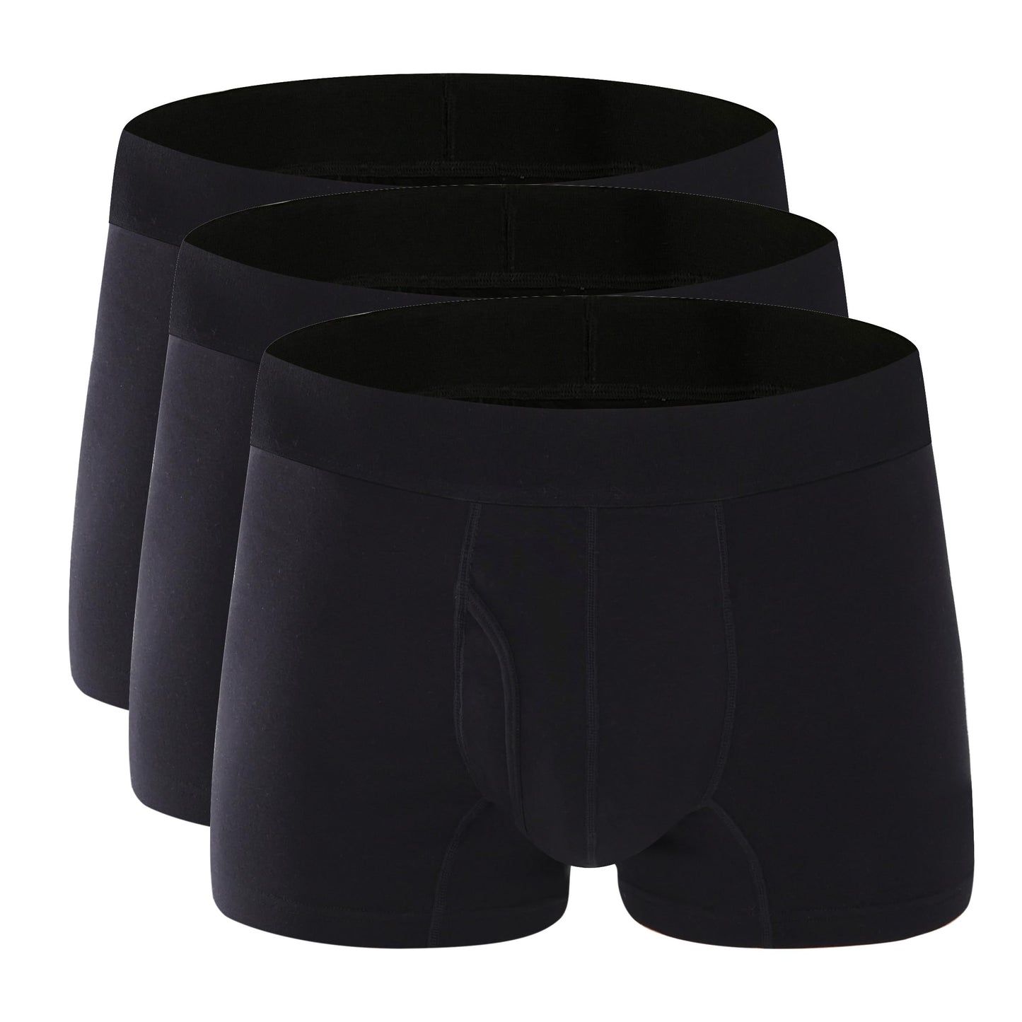 AIRCUTE Men Urine Incontinence Underwear Fly Front Opening Absorbent Leak Proof Boxer Brief for leaks 60 ML 3 Pack(Medium, 3 Black)