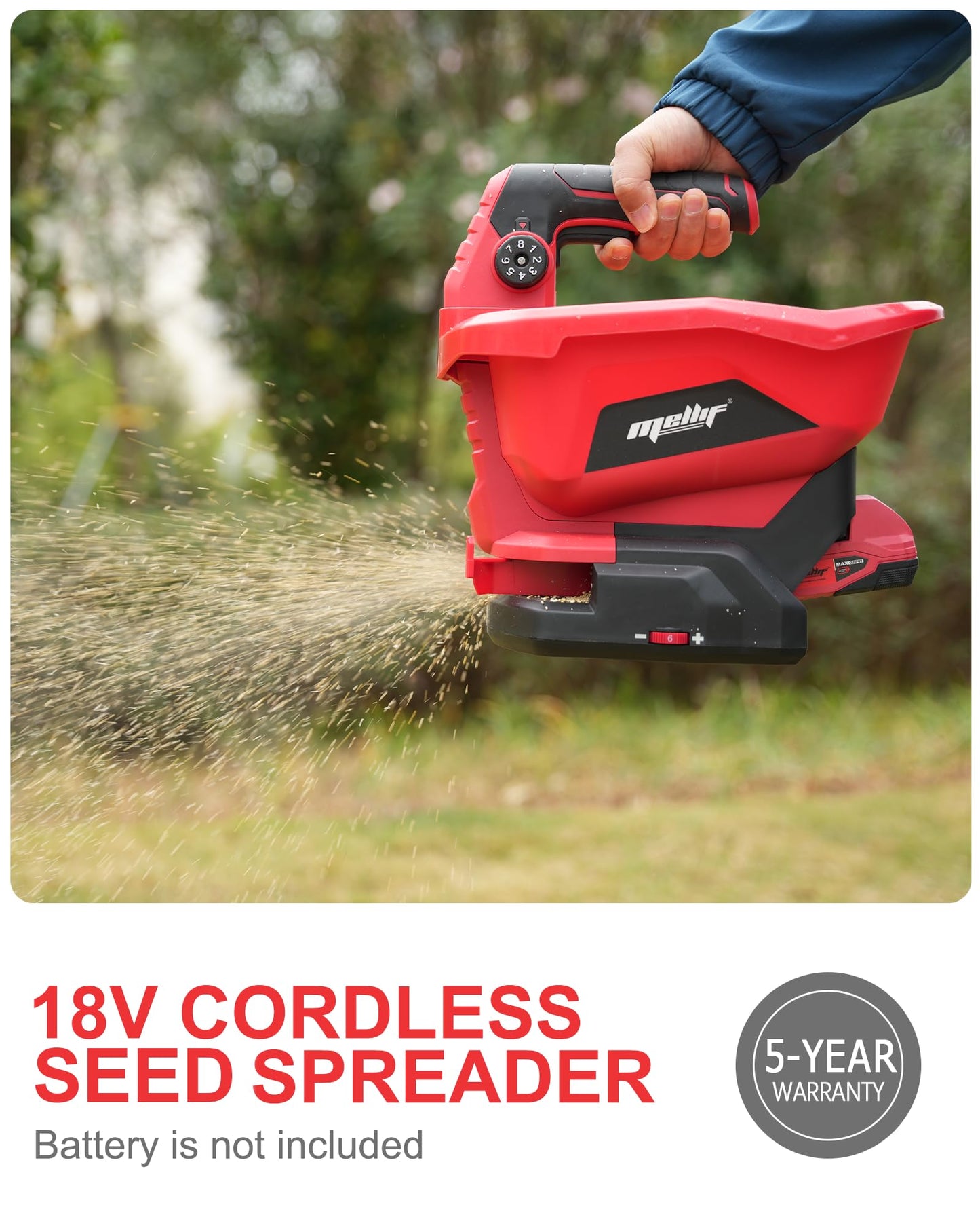 Handheld Power Seed Spreader Compatible with Milwaukee 18V Battery(Tool Only), Cordless Salt Spreader Available Year-Round, Electric Lawn Spreaders for Grass Seeds, Rock Salt, Fertilizer, Feed