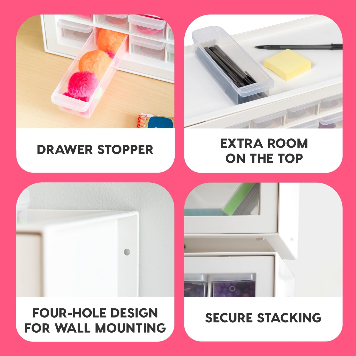 IRIS USA Screw Organizer, Hardware Storage Organizer, 64 Drawer Parts Cabinet, Plastic Drawer Storage for Hardware Crafts, Small Parts, Nuts and Bolts, Tool Storage, Scrapbook Art Hobby - White