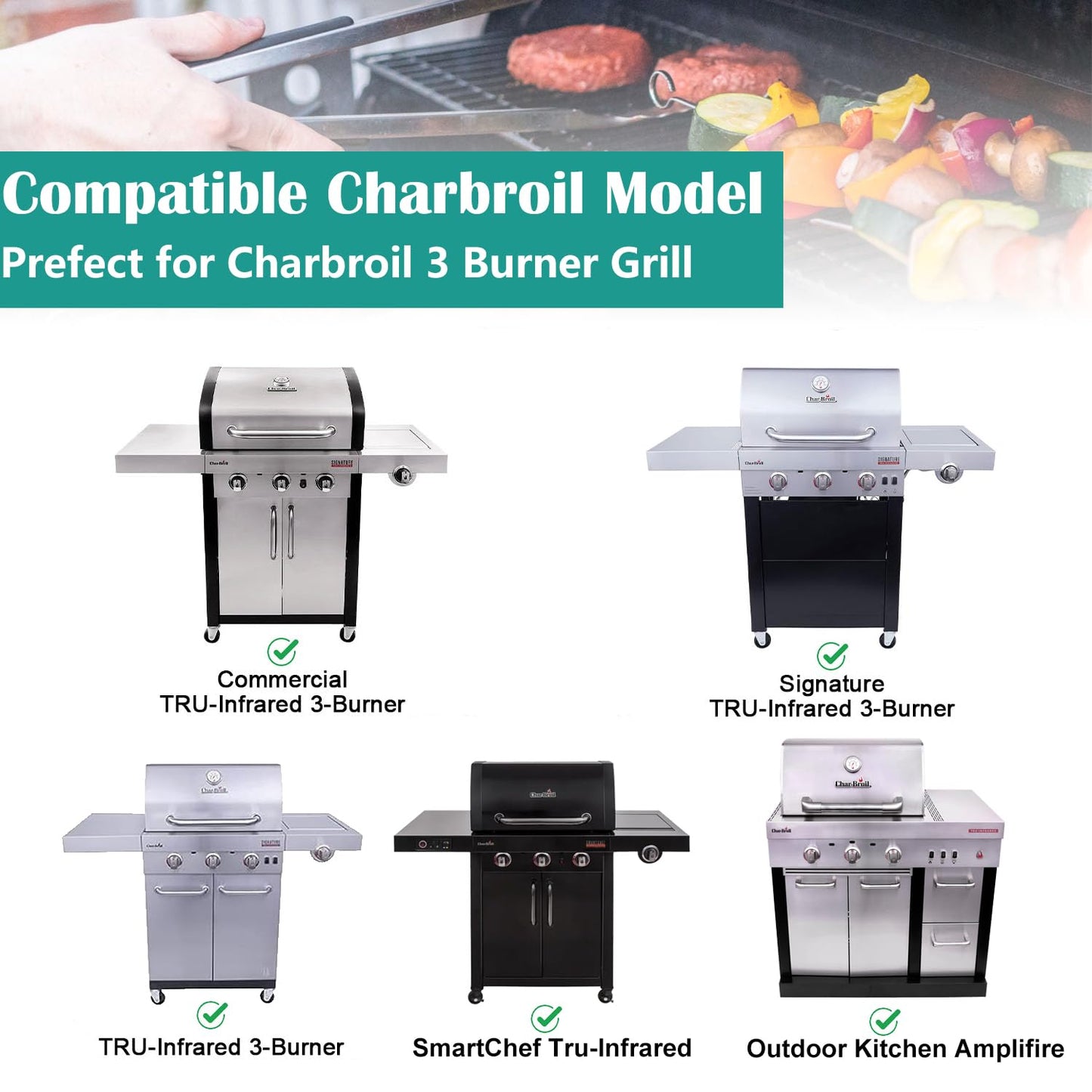 EasiBBQ Emitter Plates for Charbroil Grill 463242515, 463367016, 463242516, 466242515, 466242615, 463243016, 463367516, 466242516, 466242616, 463346017, Stainless Steel