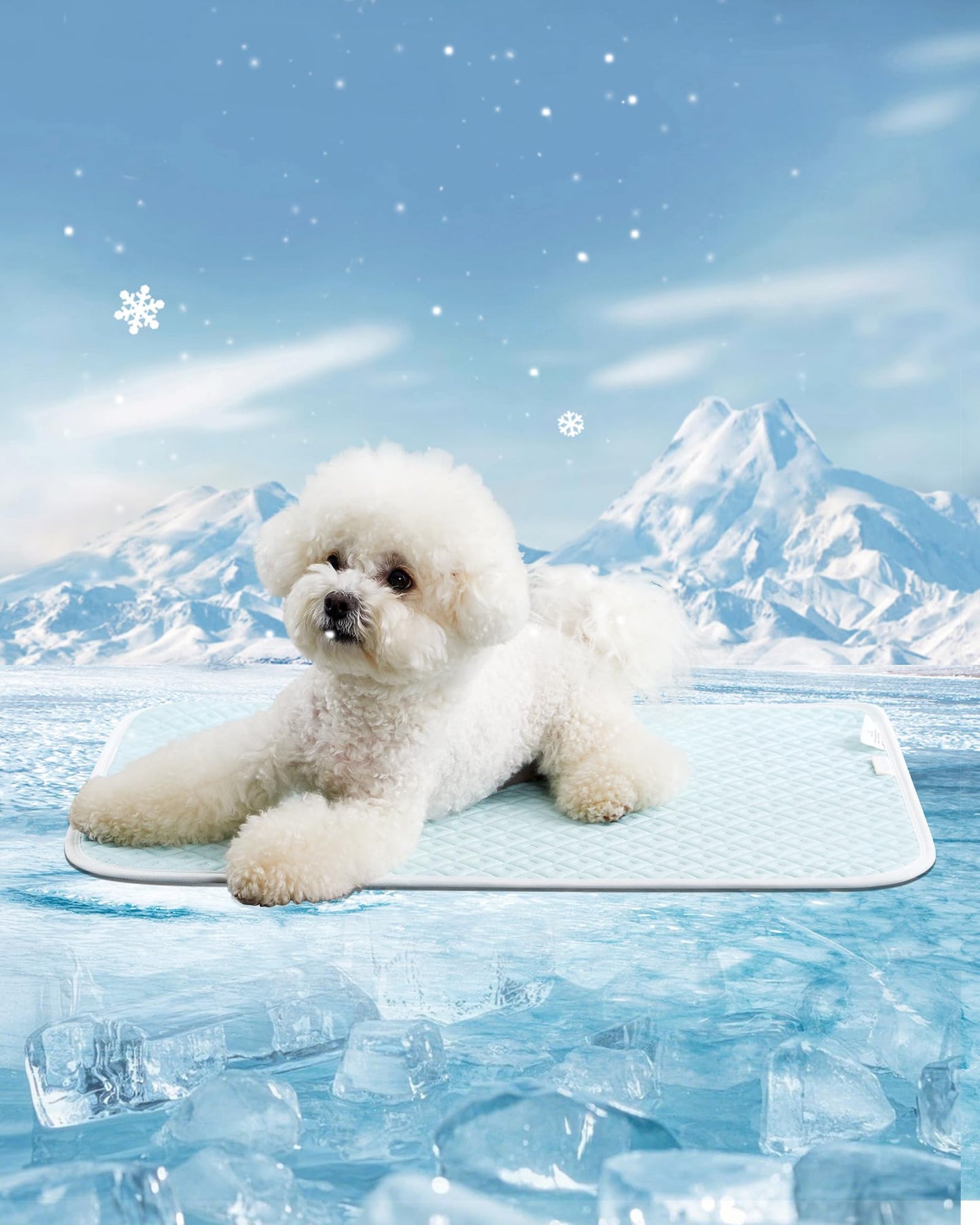Dog Cooling Mat - Instant Cooling Pet Bed for Dogs & Cats, 6-12°F Drop, Non-Toxic & Machine Washable, Anti-Slip Bottom, Cool Mat for Indoor & Travel Use Light Blue 28" x 22"