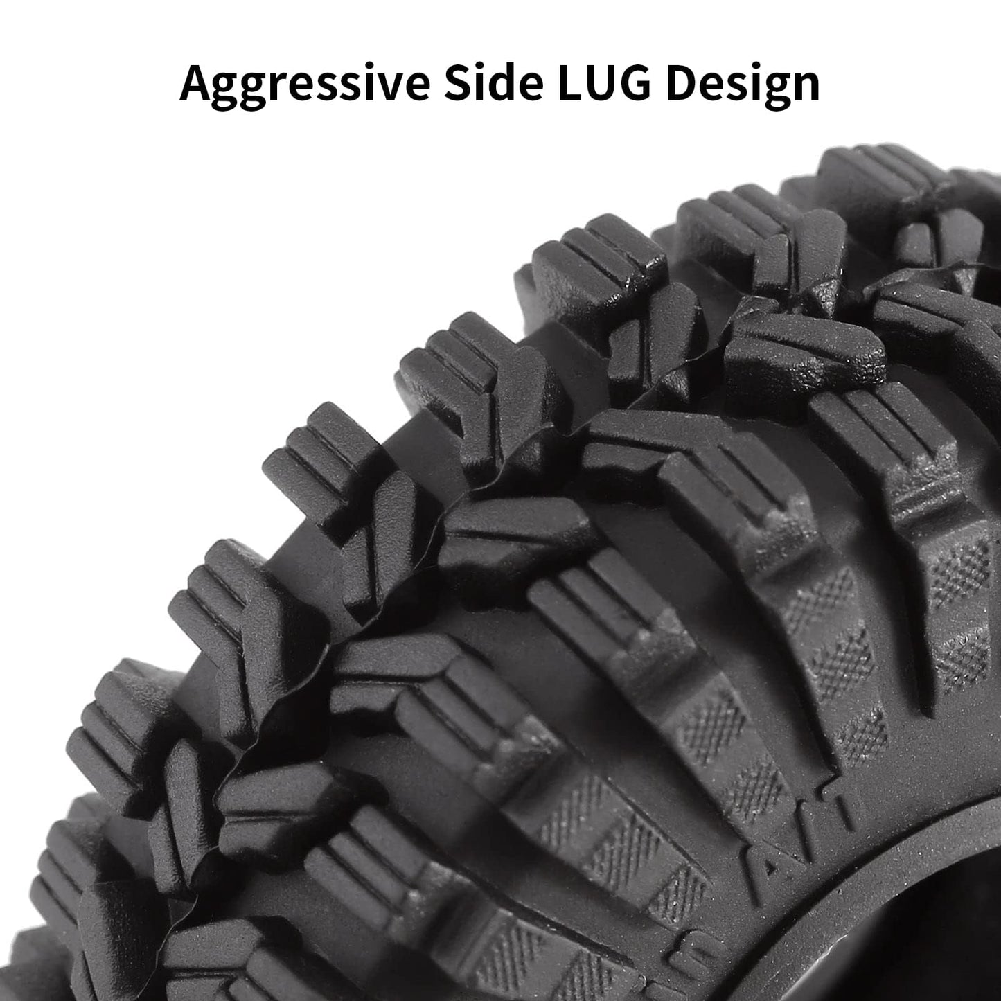 INJORA 1.0 Beadlock Wheel Tires Set -3.78mm Offset Wheel Rims for 1/18 1/24 RC Crawler Car Axial SCX24 FMS FCX24 TRX4M,Black (W1004-T1014)