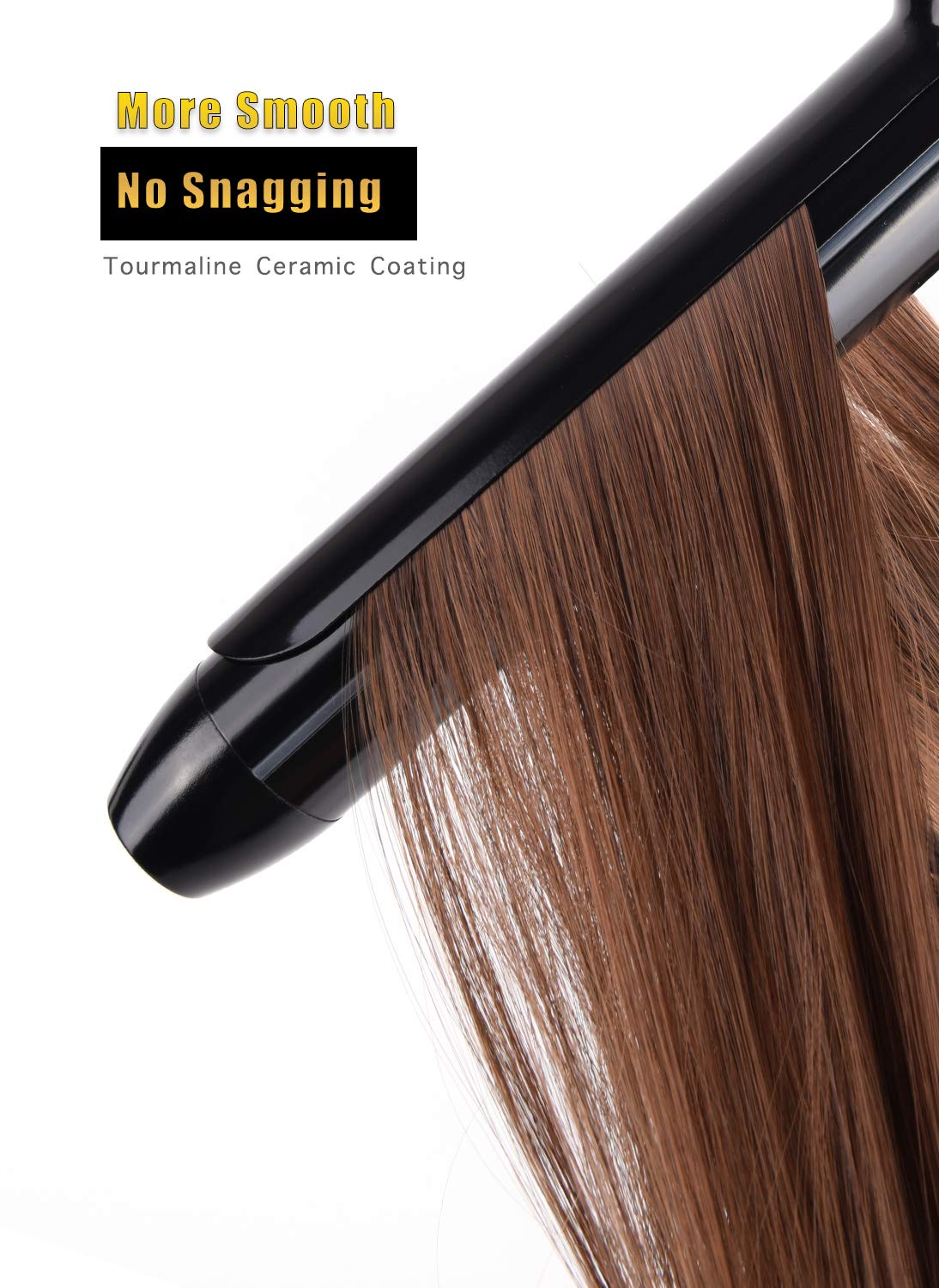 Lanvier 1.25 Inch Clipped Curling Iron with Extra Long Tourmaline Ceramic Barrel, Professional Hair Curler up to 450°F with Dual Voltage for Traveling, Hair Waving Style Tool for Girls & Women –Black