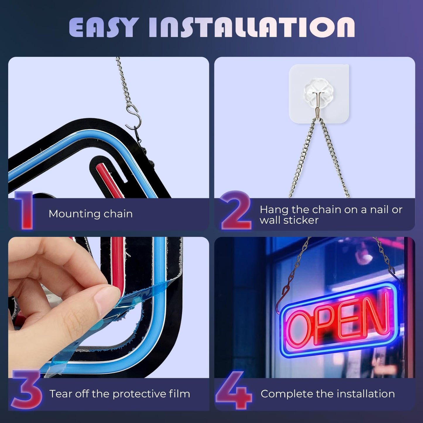 SUNLUMI Open Signs for business, 16" x 9" Ultra Bright LED Open Sign, 10 Flashing Modes and 10 Adjustable Brightness Levels, Neon Open Sign with Remote and 12V Power Adaptor for Bar, Store, Salon