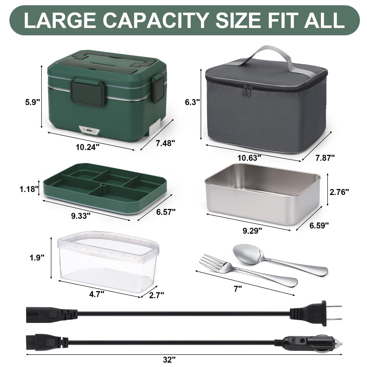 Electric Lunch Box 100W 3.5L 2-Layer Heated Lunch Box for Men/Adults/Car/Truck/Home, Dual Mode 2.5L + 1L Car Food Warmer Lonchera Eléctrica Portátil Portable Large Electric Lunch Box for Men