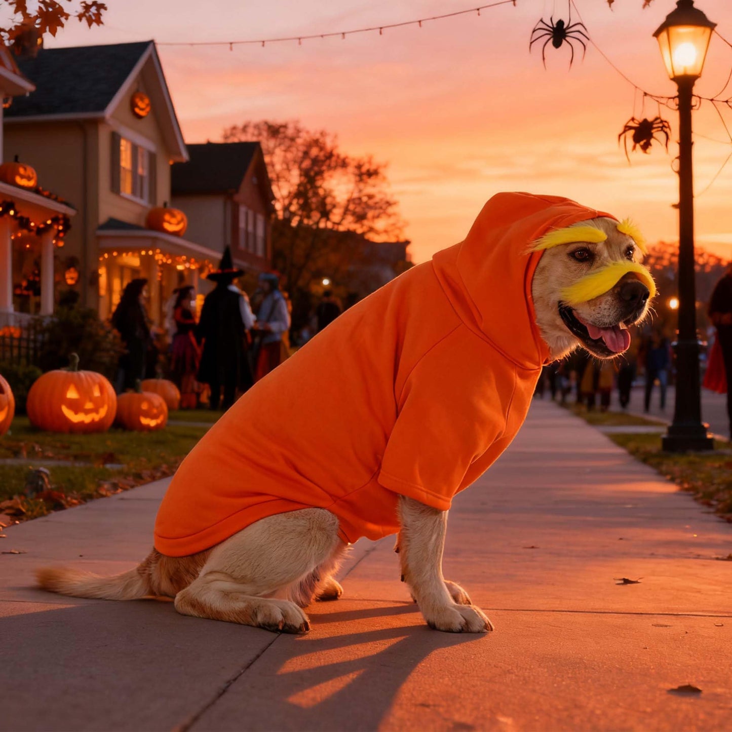 Littledropet Dog Costume with 3 Packs Yellow Mustache Eyebrows,Halloween Costume Cosplay Outfits for Medium Large Dogs,Dog Hoodie Sweatshirt Funny Clothes Pet Apparel,5XL